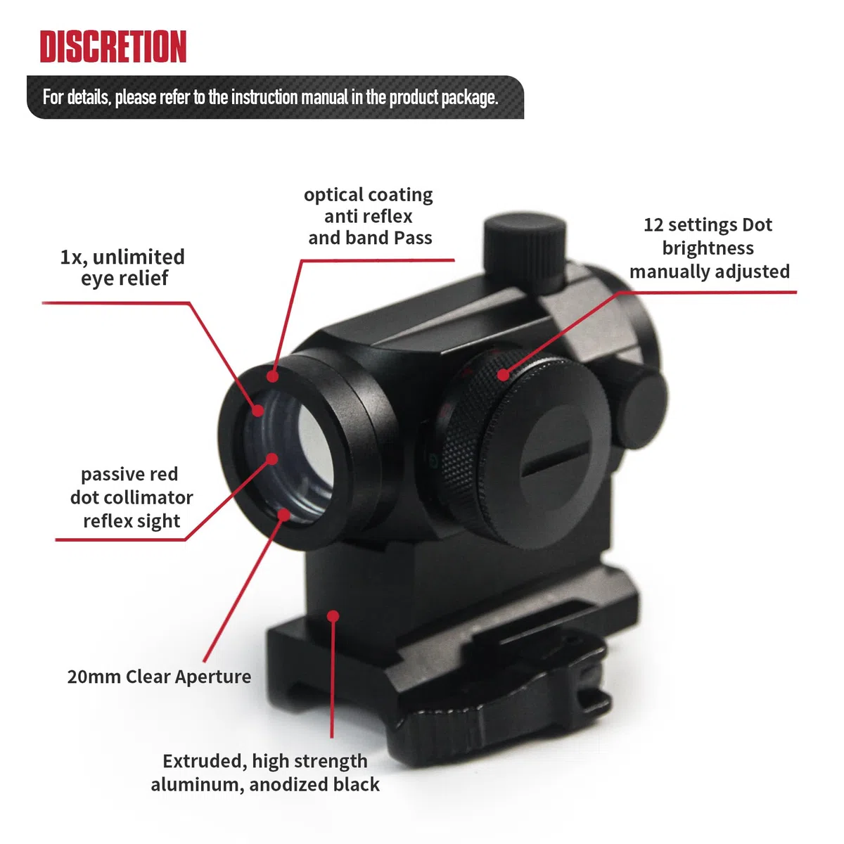 VicBre HD22M1 Red Dot Visier Rotpunktvisier Leuchtpunktvisier Reflexvisier Reticle Gun Scope Reflex Optics für die Jagd und das Schießen