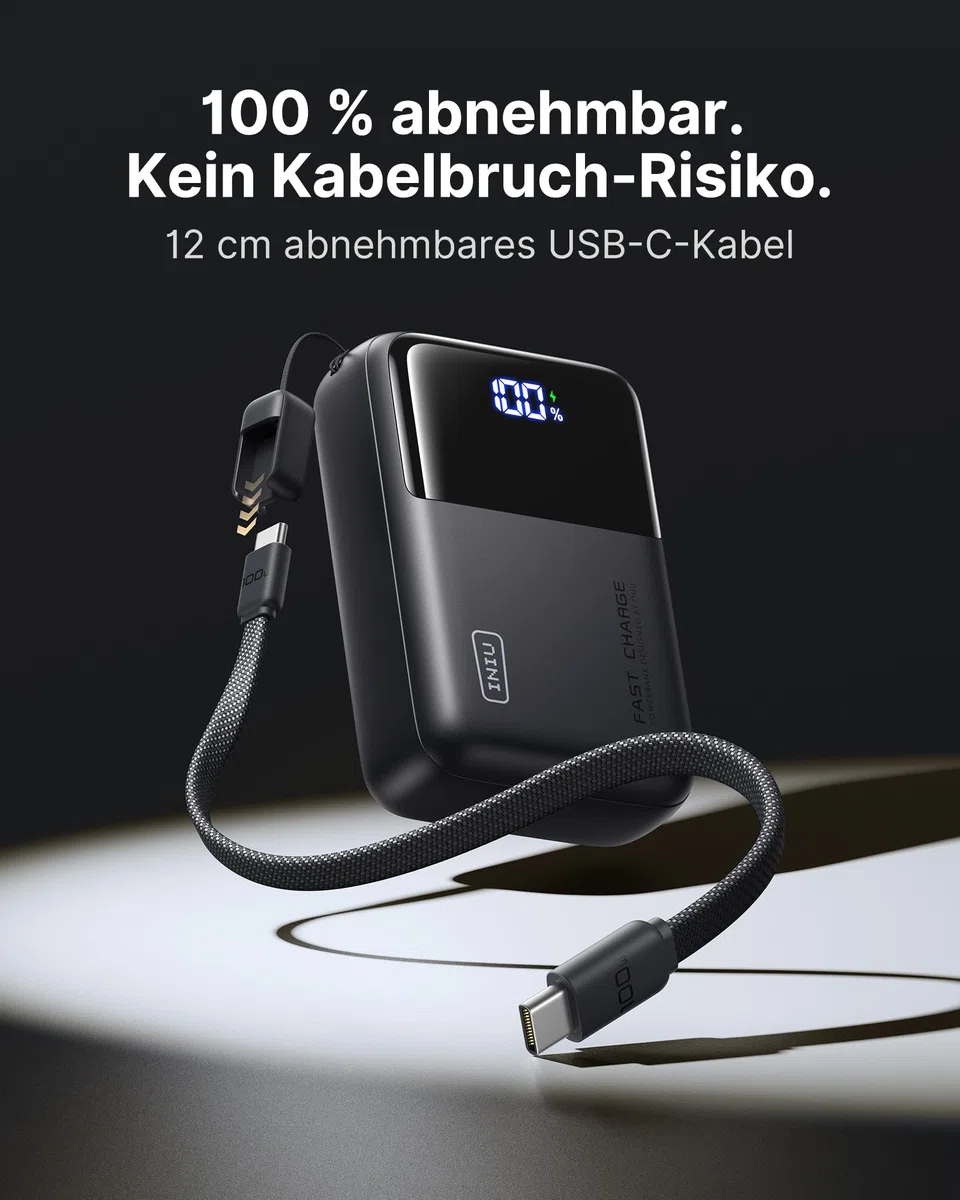 INIU Laptop Power bank, Ultra Kompakt 100W Schnellladung Powerbank, 25000mAh Hochkapazität Externer Akku mit USB C Kabel, Flugtauglich, für MacBook, Steam Deck, iPhone 17/16/15 Pro, Samsung, iPad uvm.
