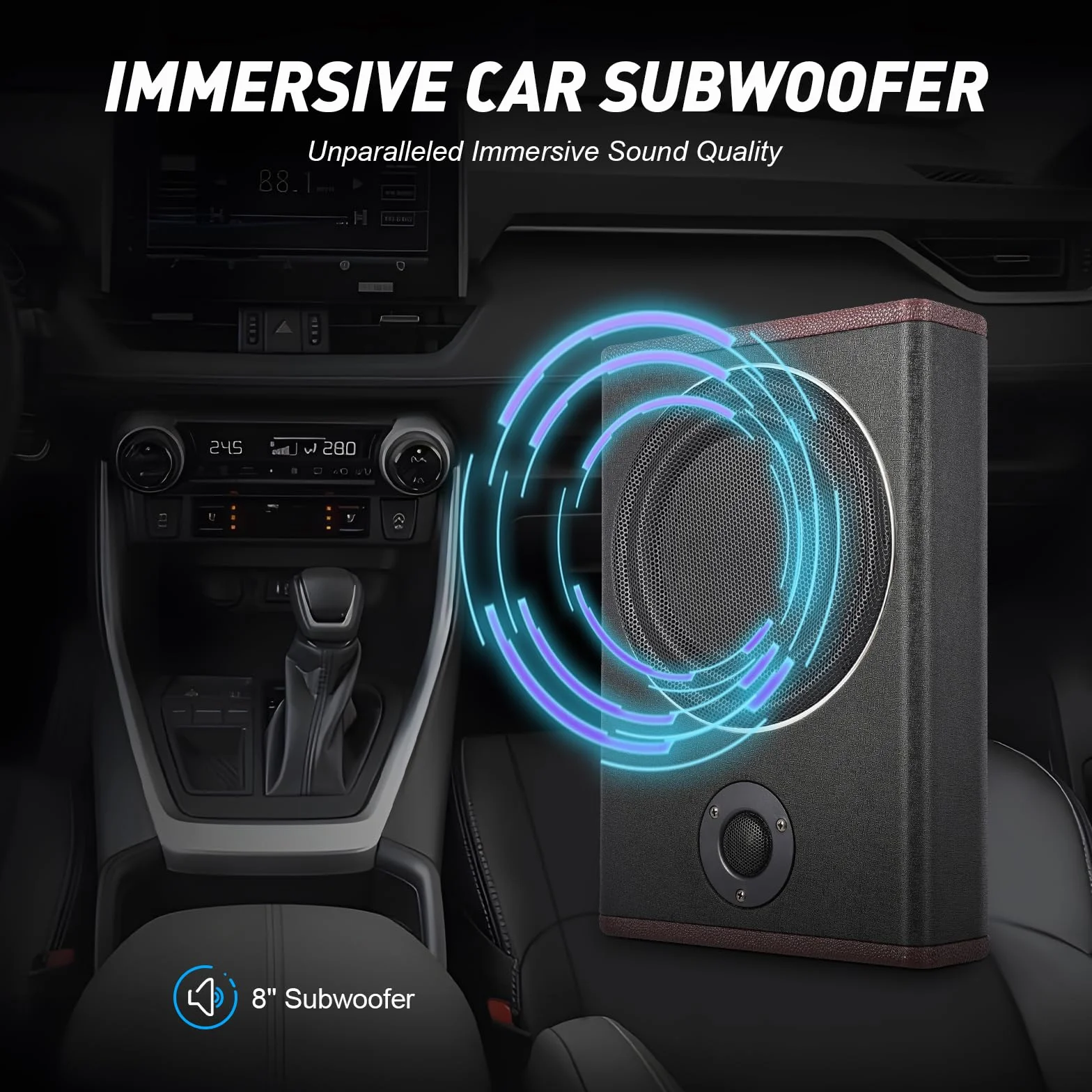 Aktivsubwoofer Untersitz & 8" Auto Subwoofer Bass, 600W Aktiv Untersitz Subwoofer | Dualmodus | Soundeffekte Verstellbar | Bassverstärkung(0-12dB) | Für Pkw, LKW & Jeeps