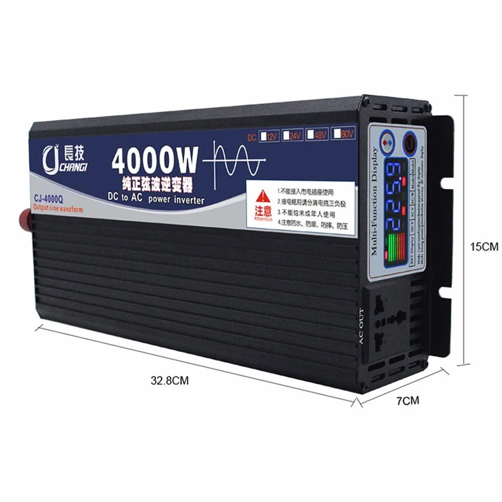 Spannungswandler, 600 W, 1000 W, 2000 W, 3000 W, 4000 W, 5000 W, 6000 W, Reine Sinuswelle, 48/60 V auf 220 V, mit Stecker und Dual-USB, für Auto, LCD, iPhone, iPad und Tablet