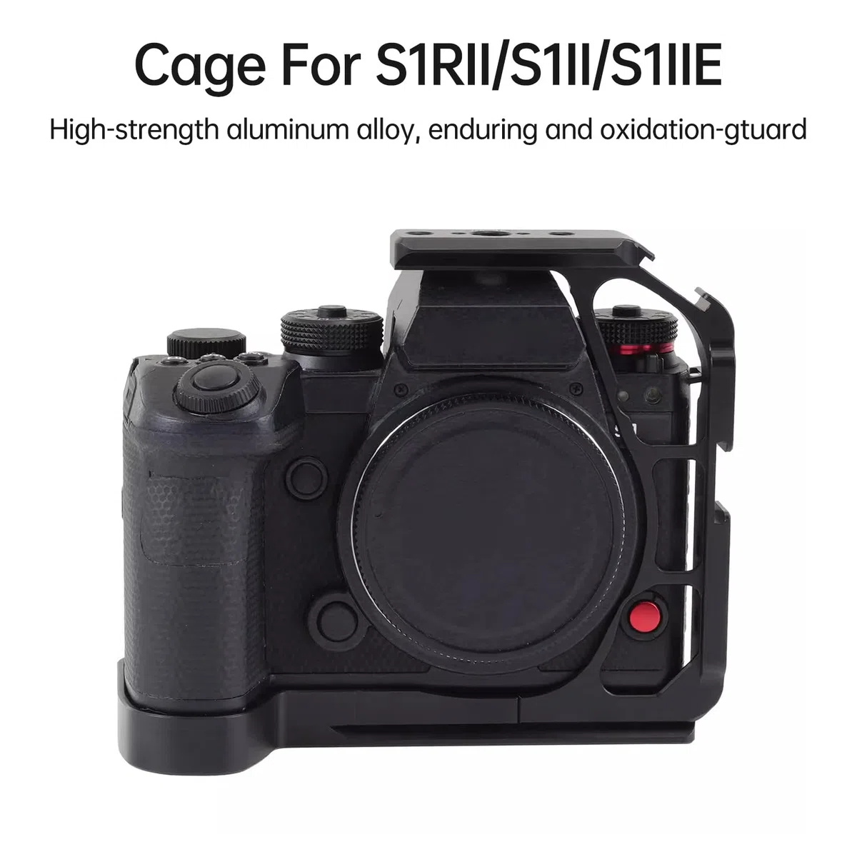 Halber Kamerakäfig für Lumix S1 II S1R II, Aluminium-Video-Rig mit Arca Swiss-Schnellwechselplatte, NATO-Schiene und Kaltschuh für Stativ-Kardanstabilisator, 1/4 3/8 Halterungen