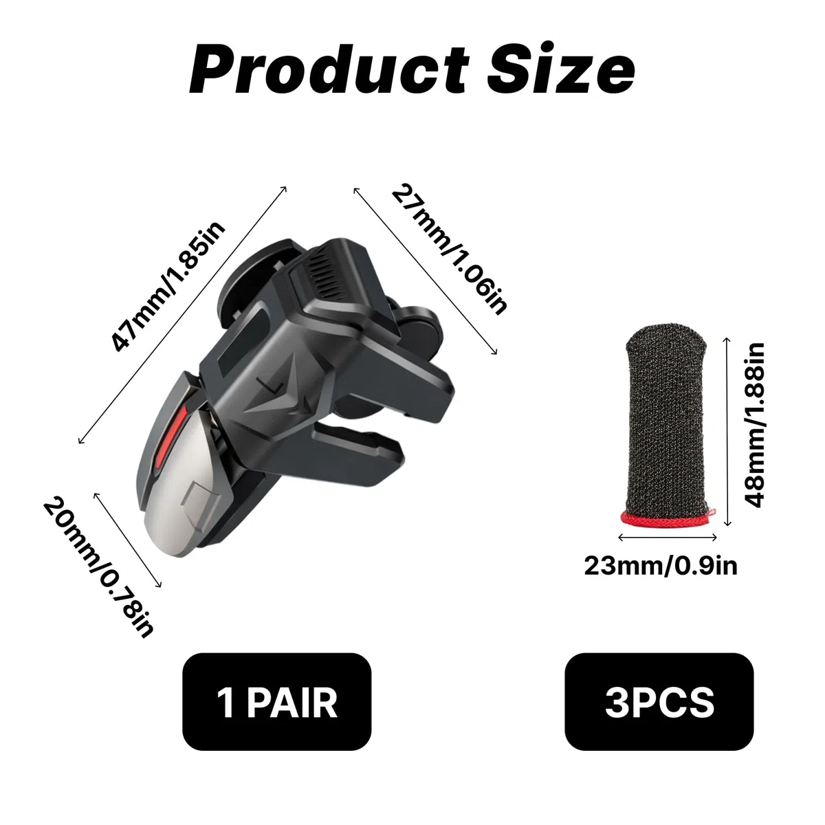 2 Stück Mobile Gaming Controller 4 Trigger, Geeignet für Mobile Controller, L1R1 L2R2 Handy Joystick für PUBG, COD, Smartphone Gamepad Triggers kompatibel mit Android & iOS, 6 Finger Schießtasten