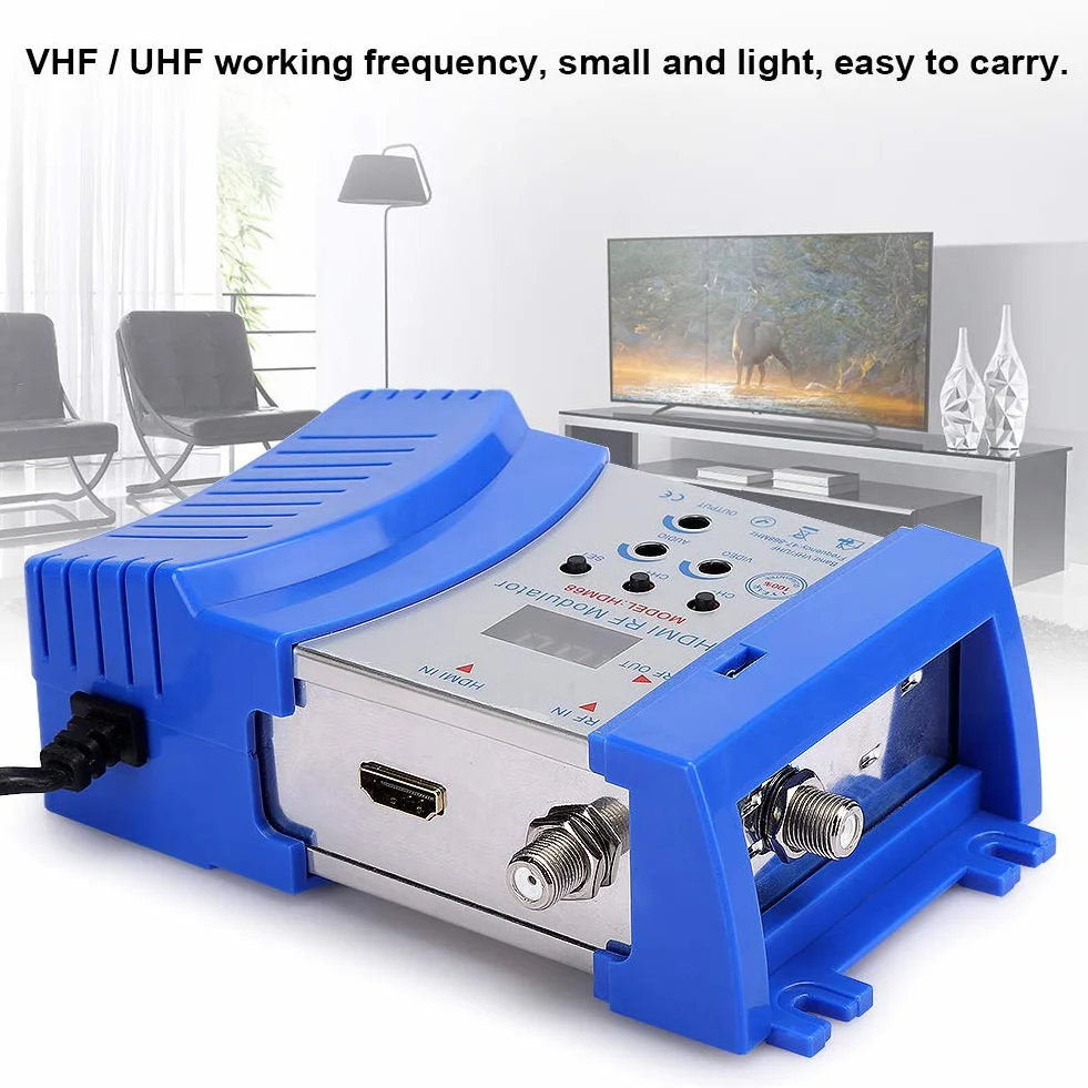 PUSOKEI HD-Modulator, Analog HDMI-HF-VHF/UHF Frequenzmodulator, HDMI-HF-Buchse und HF Ausgang, Audio Video TV Wandler im PAL TV Format