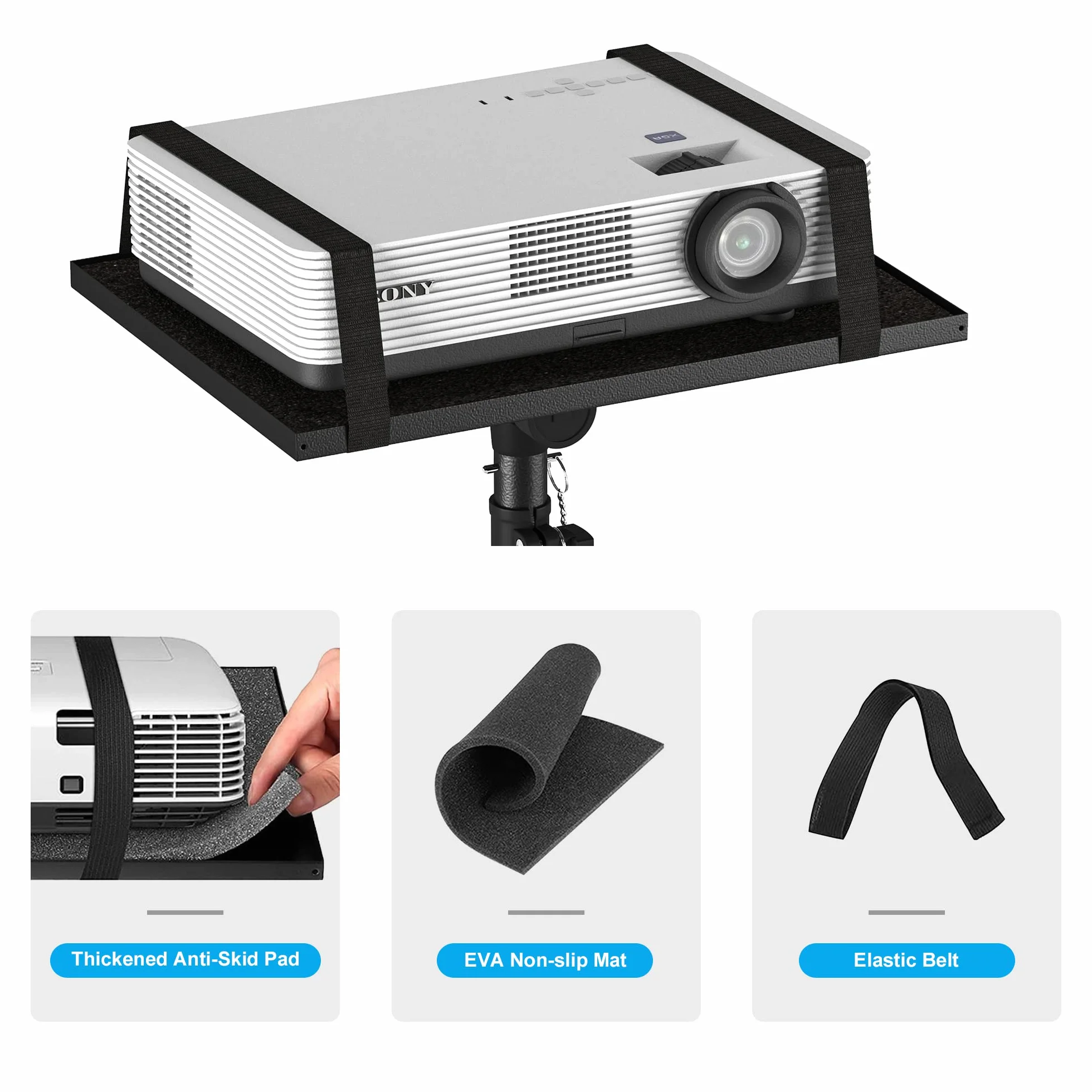 Projektor-Stativ von 59,7 cm bis 118,1 cm, Laptop-Stativ, höhenverstellbar, mit Schwanenhals, Handy-Halterung, Laptop-Bodenständer für Büro, Zuhause, Bühne, Studio, DJ-Racks, Halterung