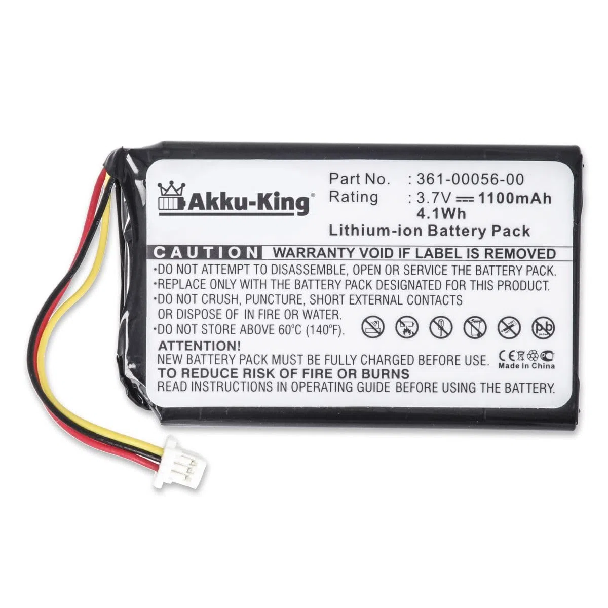 Akku-King Akku kompatibel mit Garmin 361-00056-00 - Li-Ion 1100mAh - für Garmin Nüvi 30, 50, 50LM, 52, 52LM, 52LMT, 55LM, 55LMT, 361-00056-50