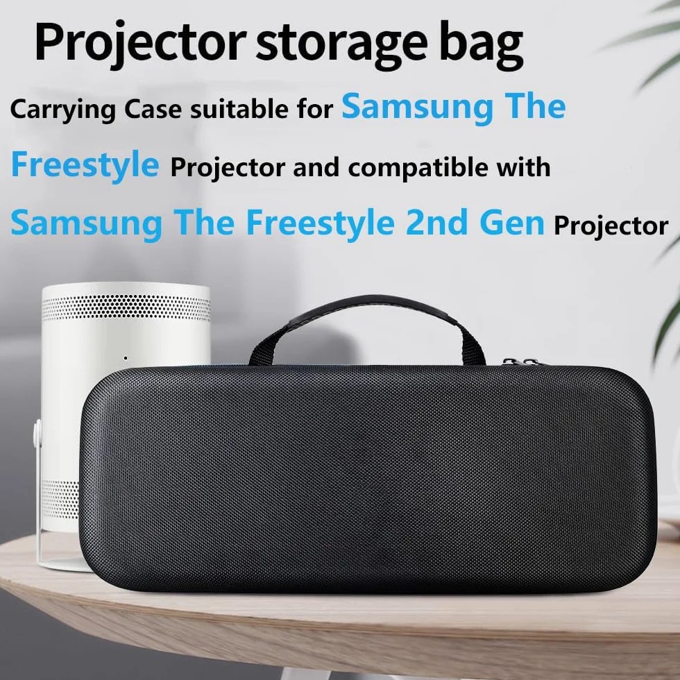Schutzhülle für Samsung The Freestyle-Projektor, EVA-Hartschale, Reise-Tragetasche, Aufbewahrungstasche für Samsung The Freestyle tragbarer Projektor, Schwarz