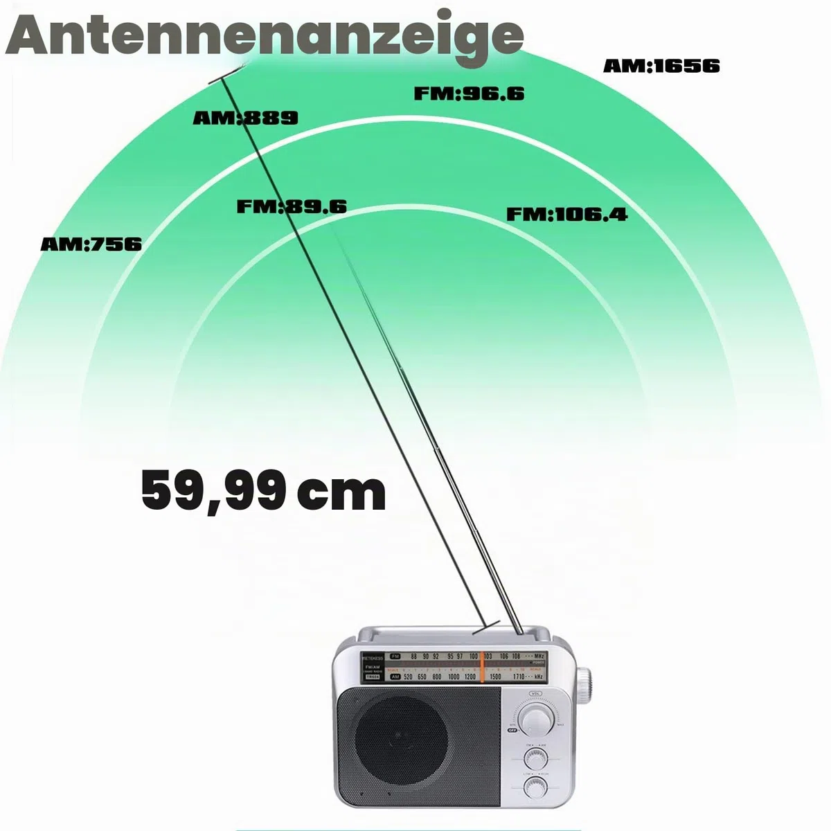 Retekess TR604 AM FM Radio, Tragbares Radio,Netzkabel oder Batteriebetrieb, Großer Knopf, Großer Lautsprecher, Einstellbare Höhen und Bässe, Radios für Senioren,Küche, Für Schlafzimmer