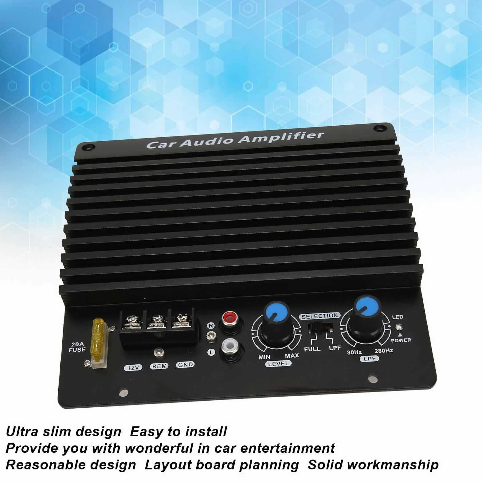 FK205 Auto-Leistungsverstärker, 1000 W Auto-Audio-Hochleistungsverstärker-Verstärkerplatine Leistungsstarke Bass-Subwoofer-Platine 12 V für 8-12-Zoll-Basslautsprecher