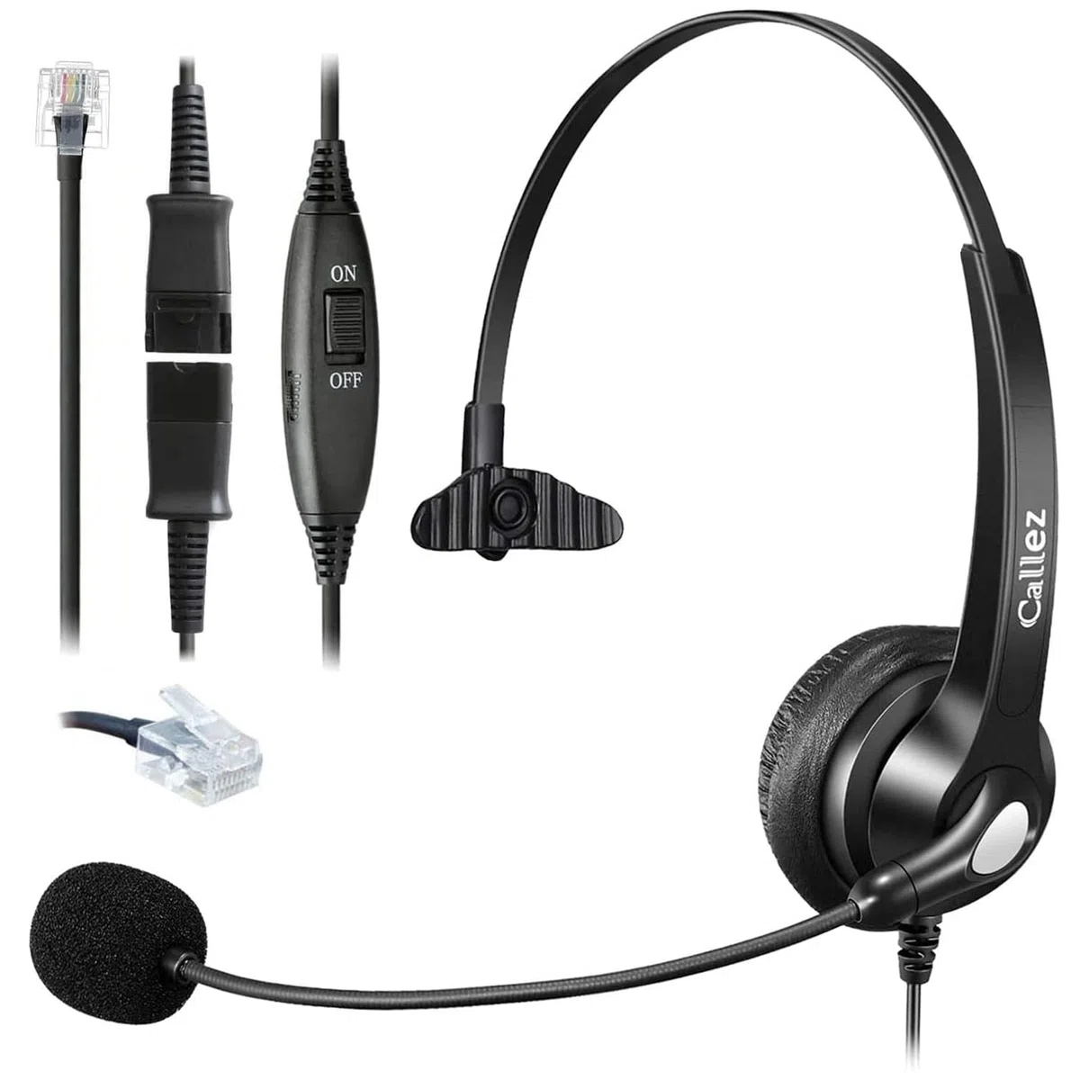 RJ45 Headset Telefon mit Mikrofon Noise Cancelling & Quick Disconnect Kabel, Mono Festnetztelefon Kopfhörer Kompatibel mit Siemens Unify OpenStage 30 40 60 80 Mitel/Aastra 5370 6773 6867i Telefone