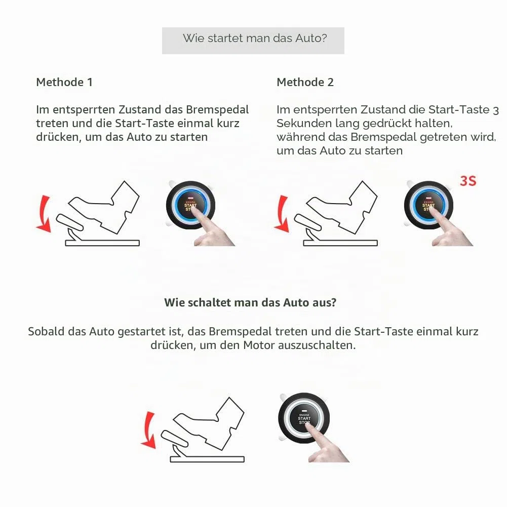Easyguard Autoalarm-System, schlüsselloser Zugang, PKE-Fernbedienung, Motorstart/-Stop-Taste, automatisches Sperren oder Entsperren der Autotür, passend für die meisten dc12v Autos