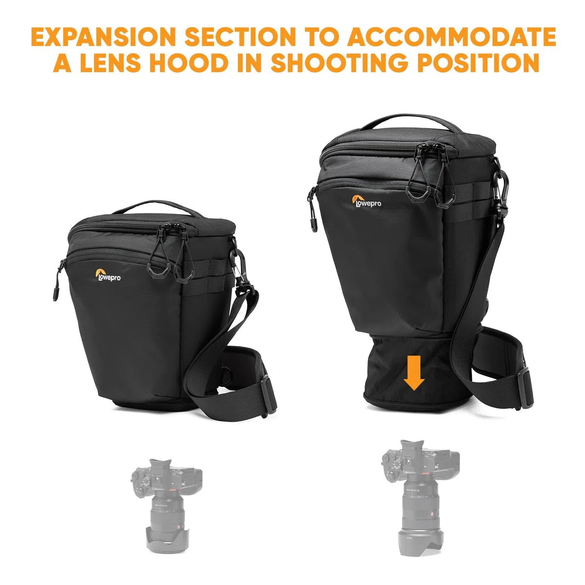 Lowepro ProTactic TLZ 70 Pro AW III Toploader-Kameratasche für spiegellose DSLR, Vol. 5 l, ABM: 30,5x14x16 cm, f. Kameras mit angesetztem Objektiv, modulare Schultertasche, f. Fotografen/Videofilmer