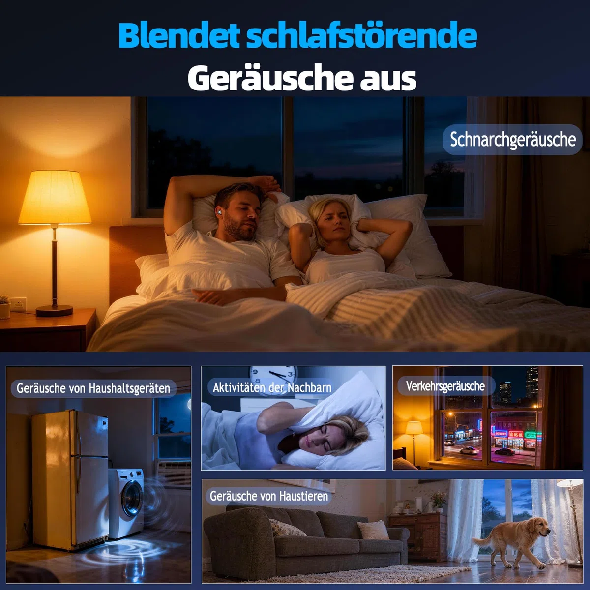 Bluetooth Kopfhörer Kabellos, Schlaf kopfhörer Seitenschläfer 2026, Schlafkopfhörer Bluetooth 5.4 mit White Noise, 6 EQ Sleep Earbuds, Mini Ohrhörer zum Schlafen 40Std, In Ear Kopfhörer LED