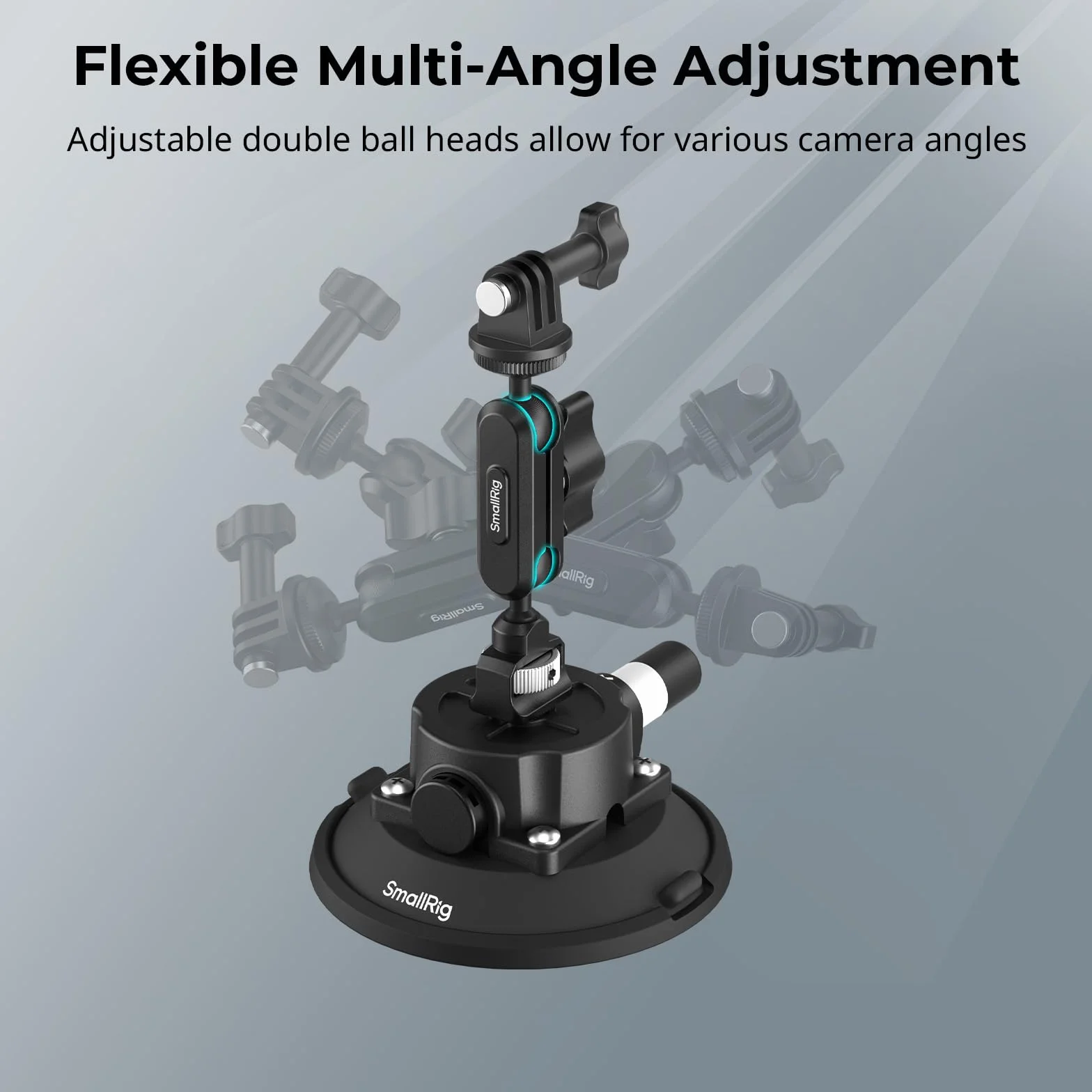 SMALLRIG 4,5" Suction Cup Mount mit Kugelkopf-Zauberarm, Halterung für Action-Kameras für DJI Osmo Action 6/5/4, für Insta360 x5, für Gopro 13, Tragfähigkeit 1.5 kg, an Autoscheibe oder Fenster - 5855