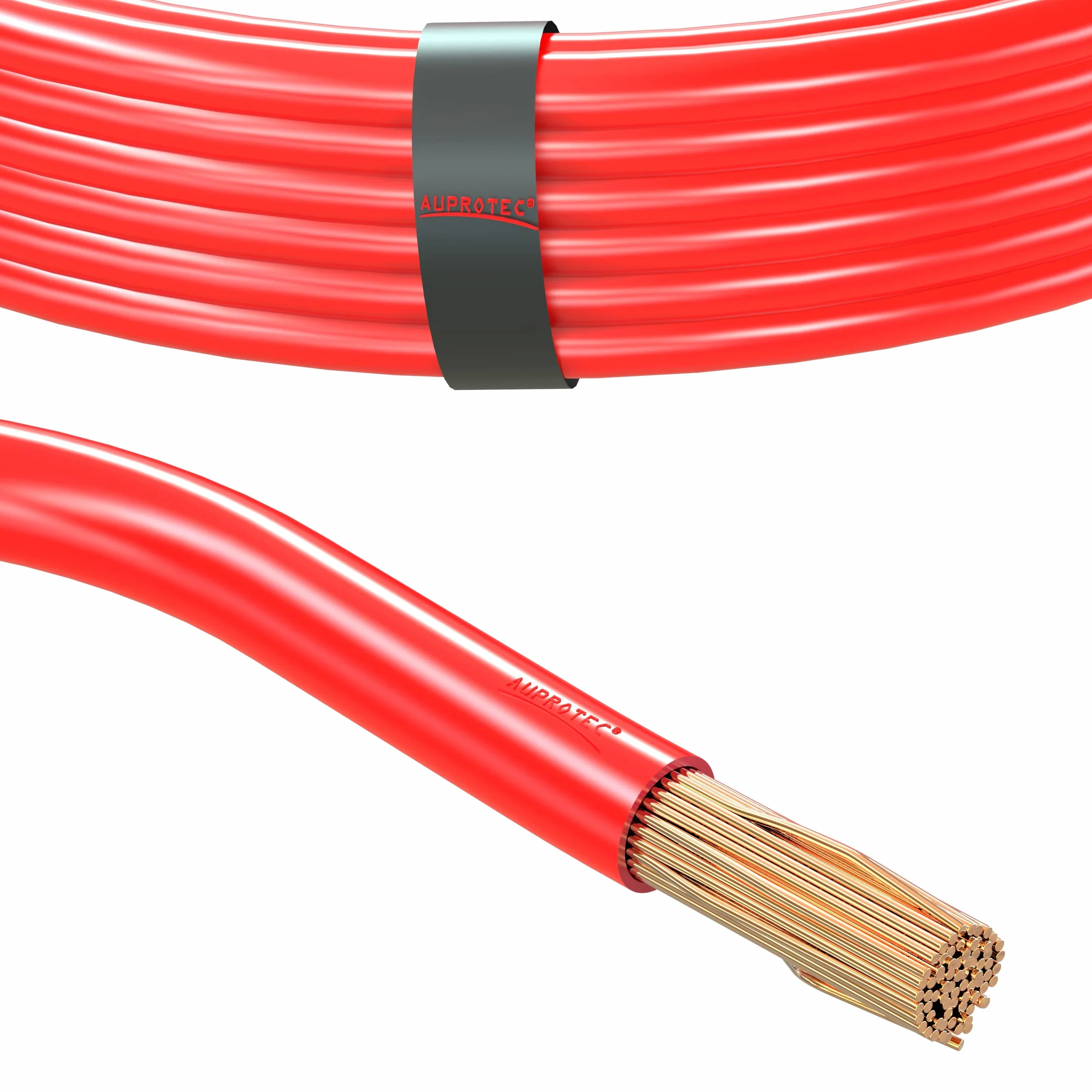 AUPROTEC 5m Fahrzeugleitung 25 mm² Kfz Kabel FLY Stromkabel: rot, 5 m Ring