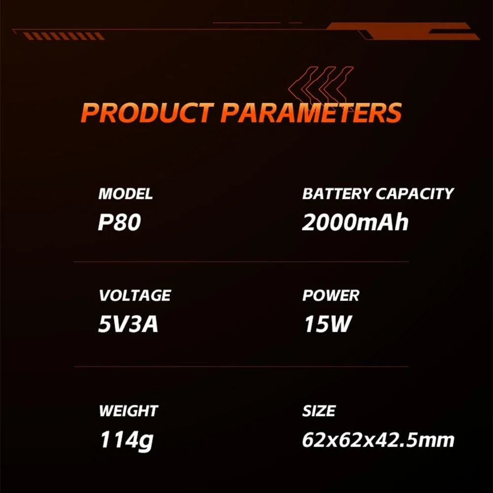 Magnetischer Handykühler mit 2000mAh Akku & LED-Anzeige, 15W Halbleiter-Kühlung für Gaming, Wiederaufladbar, Kompakt 62x62mm, Orange