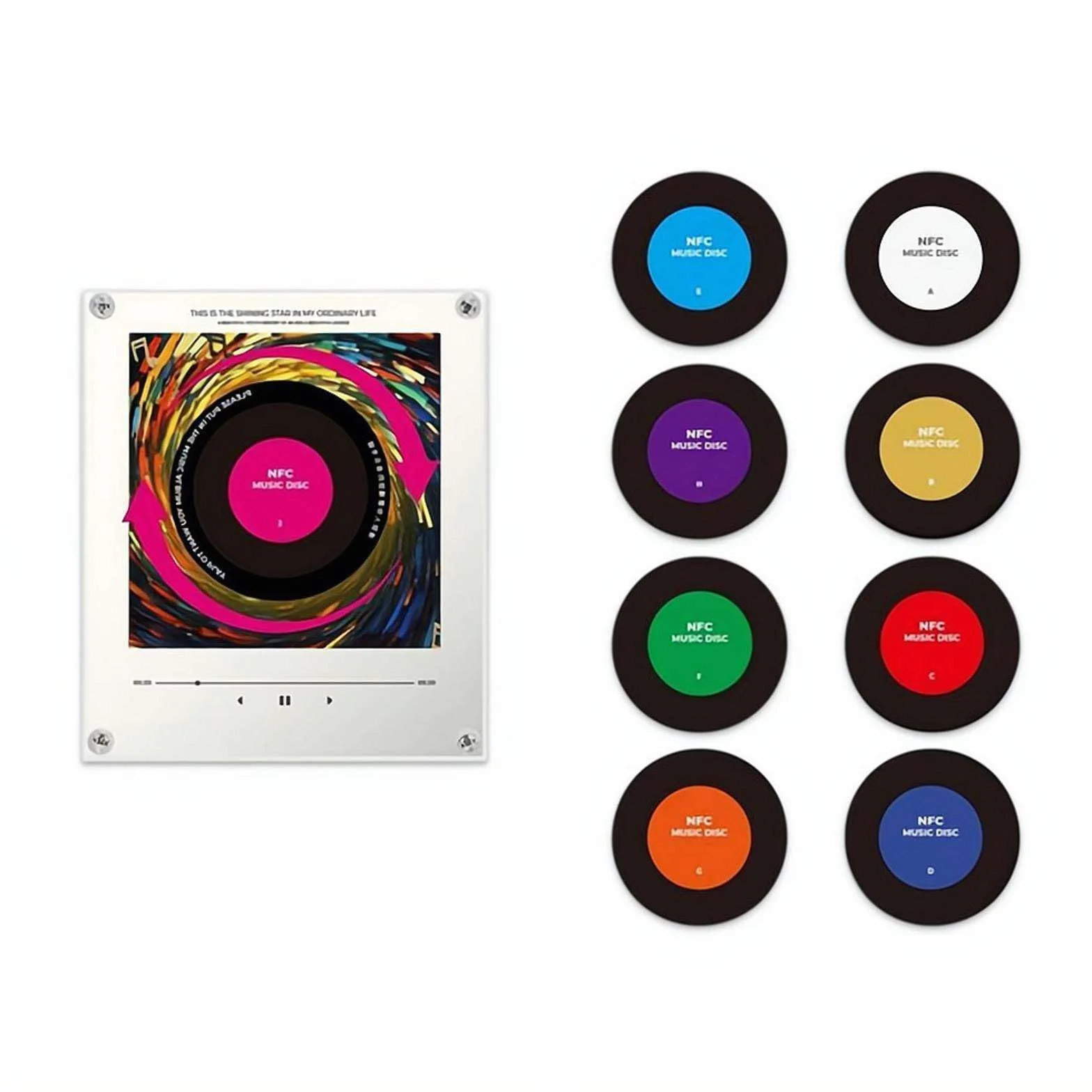 Acryl NFC Musik-Player mit LED-Licht, intelligenter NFC Musik-Player-Rahmen für 9 Songkarten, berührungsaktivierte Anzeige für Schlafzimmerdekor, einzigartige Geschenke für Musikliebhaber
