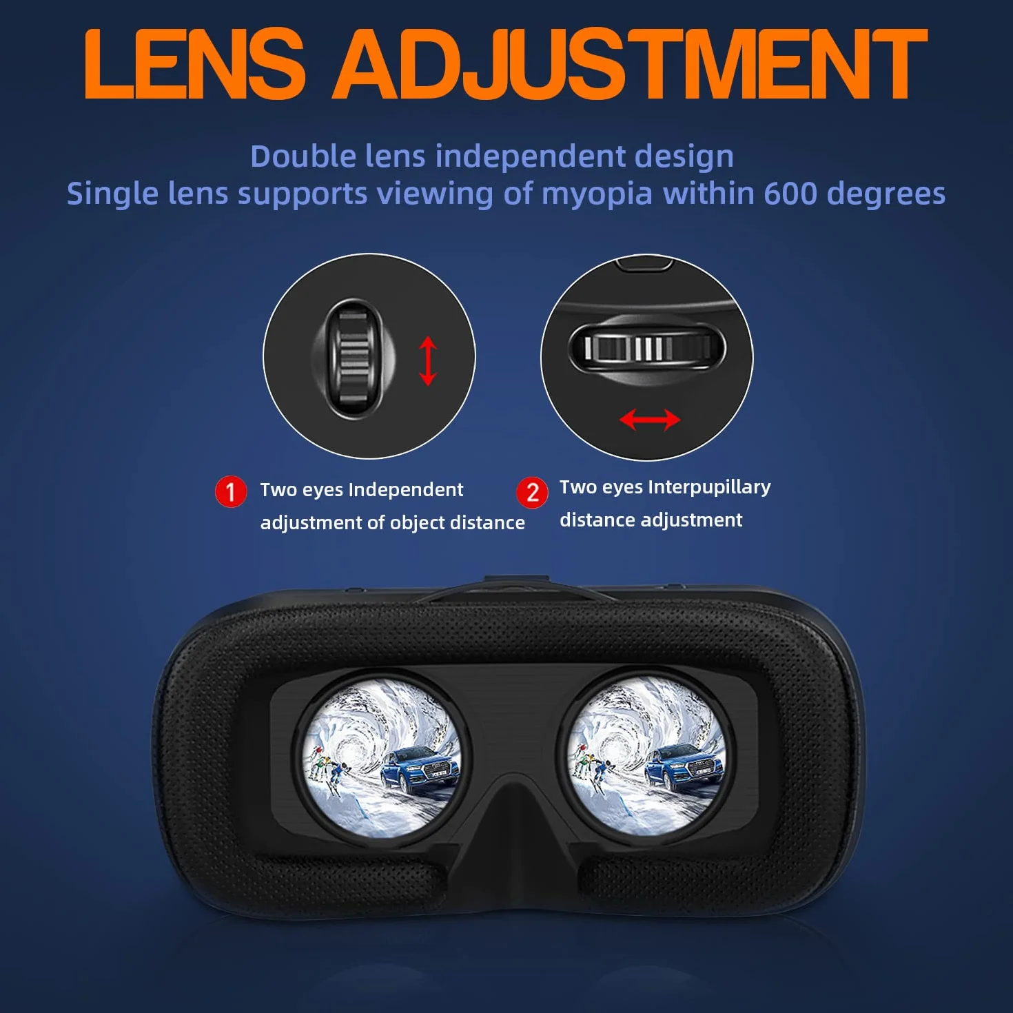 VR Brille 3D für Handy, 3D Brille Virtuelle Realität,HD VR für Filme & Spiele, Kompatibel mit nahezu Allen Smartphones (4,7-6,7 Zoll)