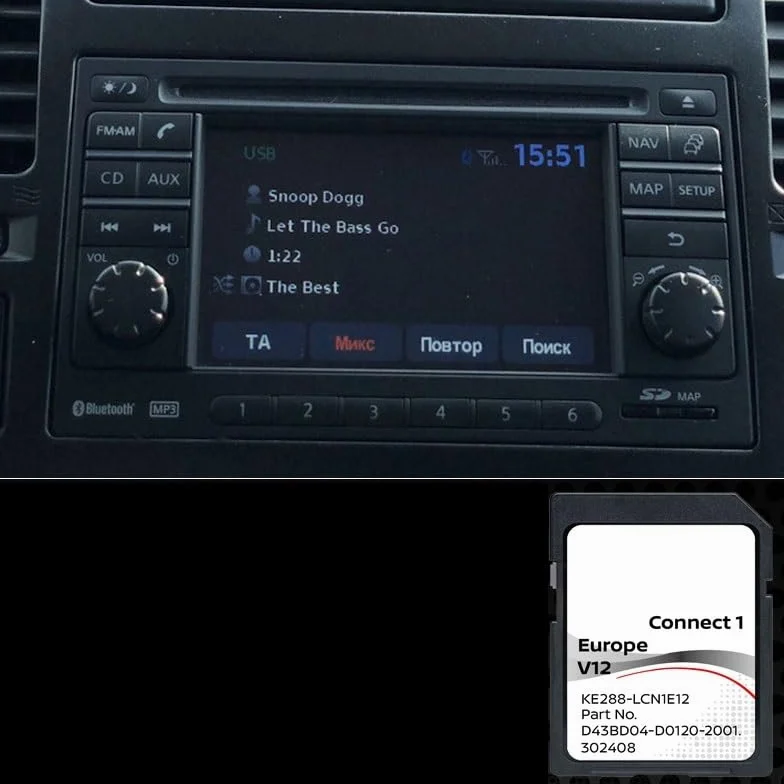 Generisch Aktualisierung der Kartographie GPS Navigation Europa 2022 V12 – Datenbank Q3.2020 – D43BD04-D0120-2001 kompatibel mit Nissan Connect 1