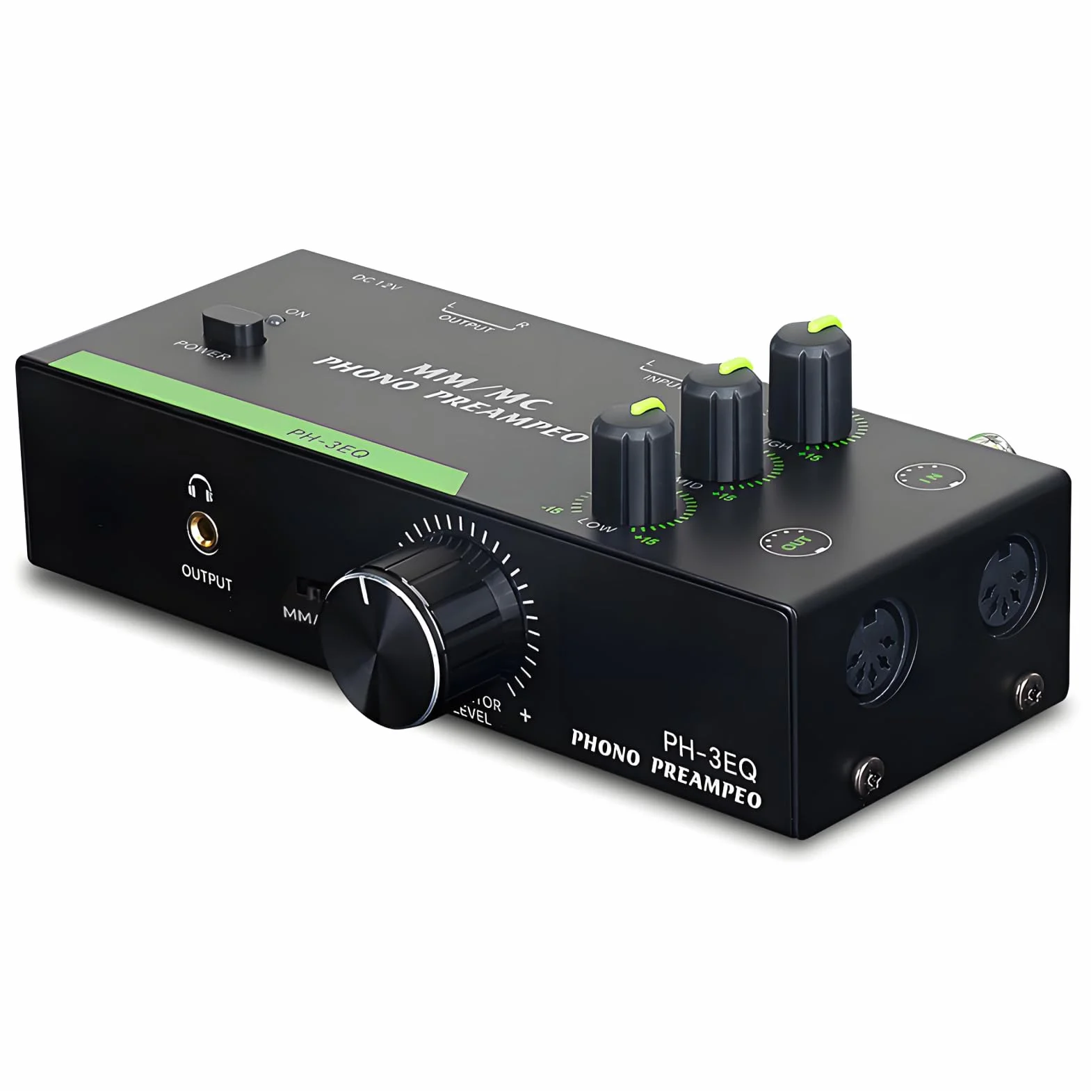 Fafeicy Professioneller MM MC Phono Preamp mit Einstellbarem EQ 5 Pin XLR -Eingangsausgang für Platten -Player -Stereo -Phonographen -Vorverstärker Vorverstärker (EU-Stecker)
