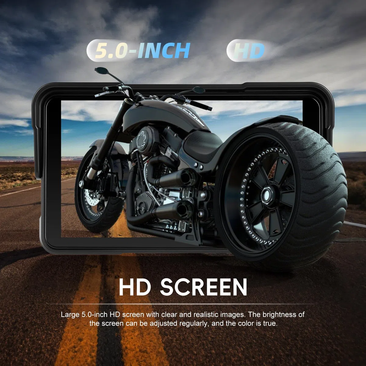 5 Zoll Motorrad Carplay Bildschirm mit Kabellos CarPlay und Android Auto, Touchscreen Bluetooth, Tragbarem Wasserdichtem, Navigation Schermo per Moto