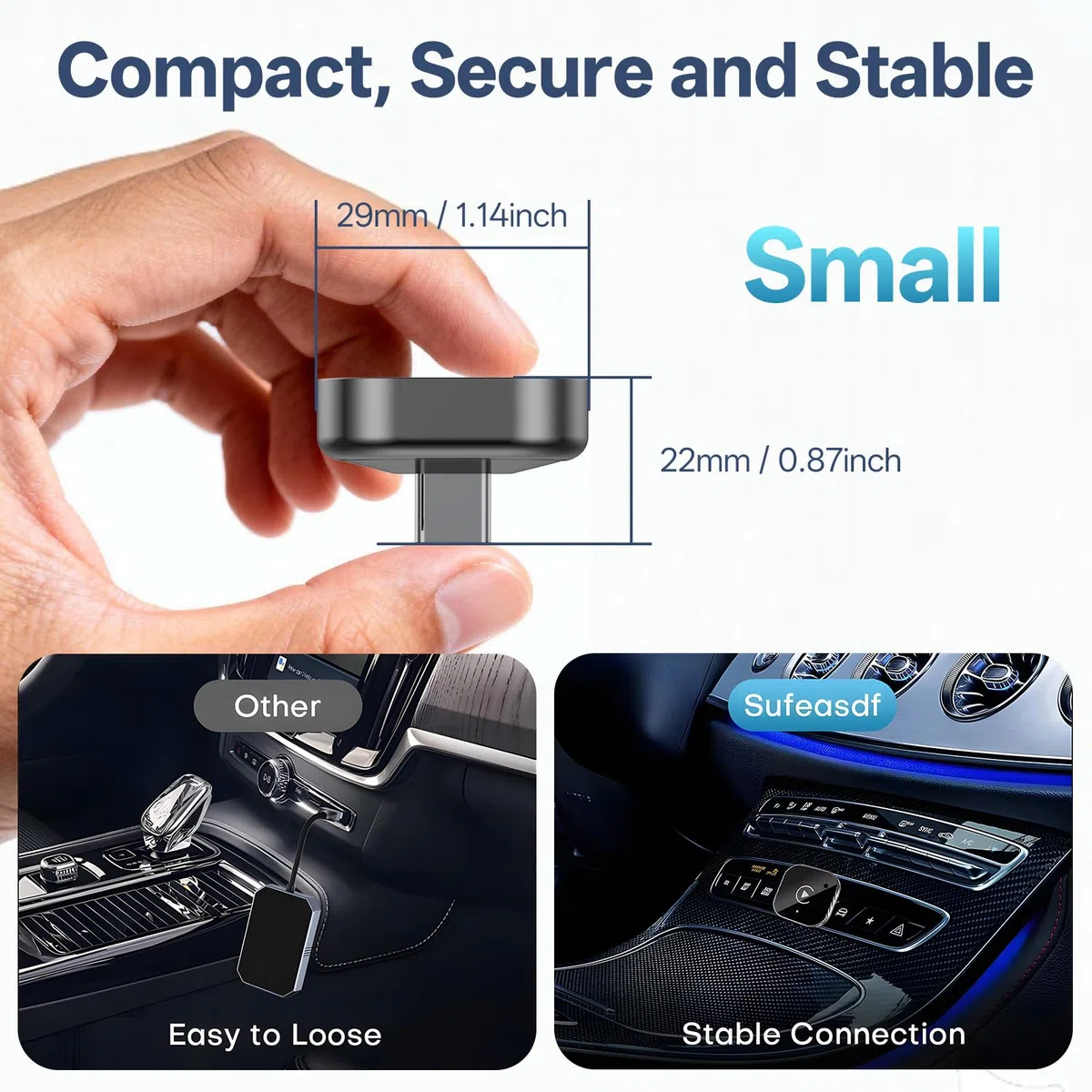 USB‑C Wireless-CarPlay- und Android-Auto-Adapter, Kabelgebunden-zu-Kabellos-Dongle | Plug & Play, kompatibel mit IOS und Android-Smartphones.