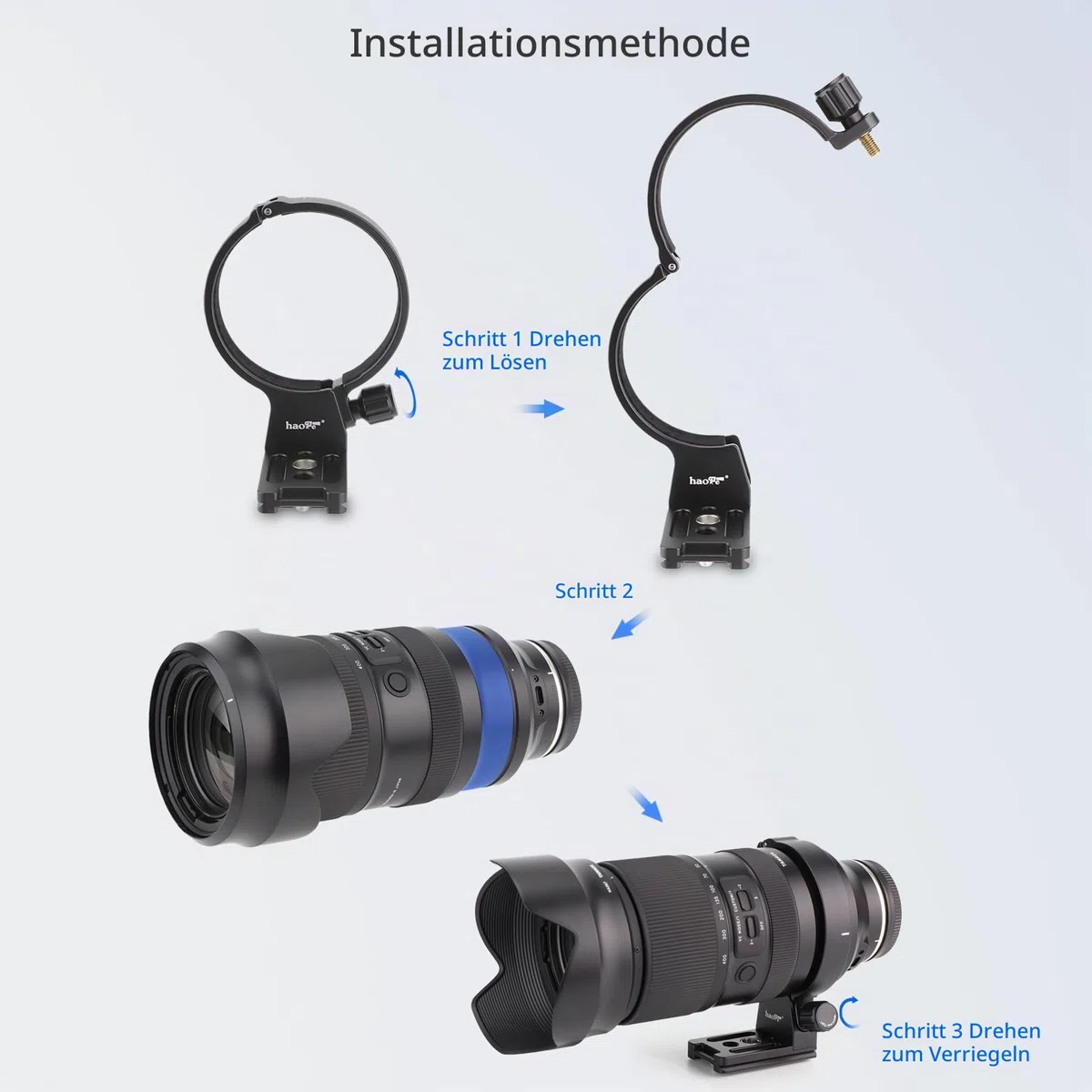 Haoge Objektivkragen für Tamron 50–400 mm A067 Objektiv mit integriertem QD-Loch, Arca-Typ, Schnellwechselplatte, Ersatz, LMR-TL540 Stativ-Halterungsring