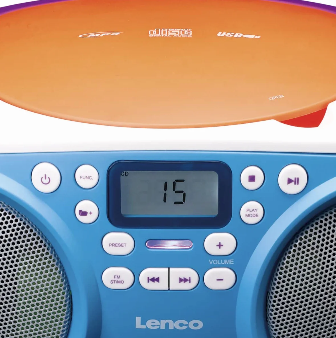 Lenco SCD-41 - CD-Player für Kinder - CD-Radio - Stereoanlage - Boombox - UKW Radiotuner - USB Anschluss - MP3-2 x 1 W RMS-Leistung - Netz- und Batteriebetrieb - Bunt