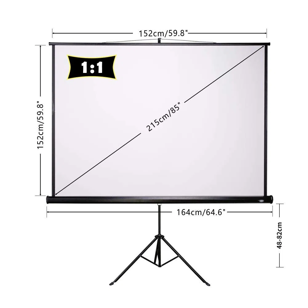 CCLIFE Beamer Leinwand mit Stativ Inklusiv Montagematerial 85/99 / 114 Zoll Projektionsleinwand Rolloleinwand heimkino Mobile