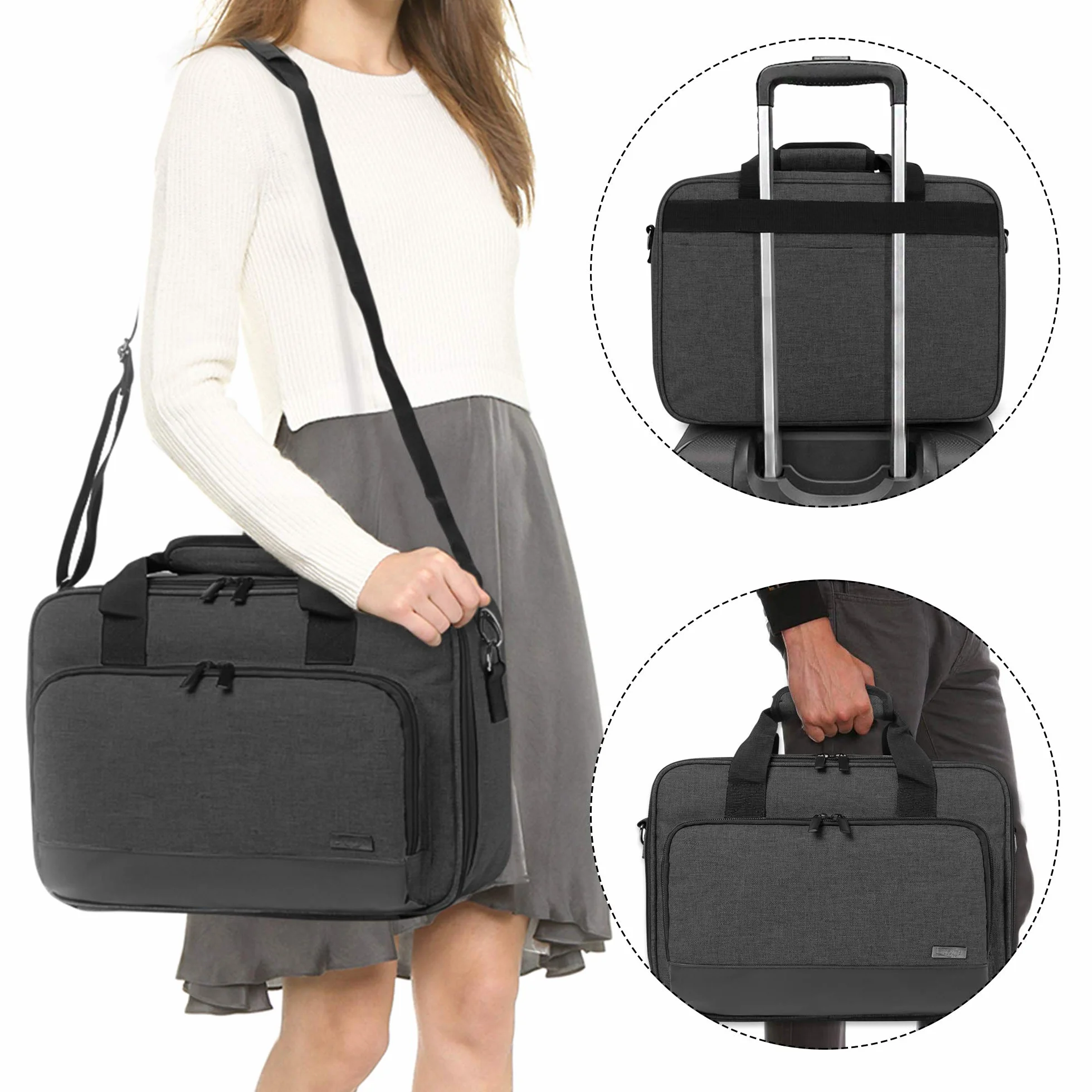 Luxja Beamer Tasche mit Schutzhülle für Laptop, Projektor Tasche Kompatibel mit Acer, BenQ, Epson, Optoma und Viewsonic Beamer, 39.4 cm x 28 cm x 13.5 cm, Schwarz