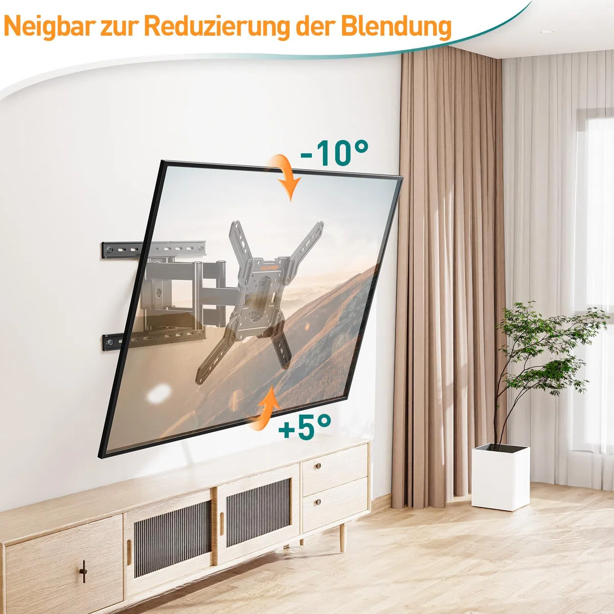 ELIVED Ultra Slim TV Wandhalterung für 26-60 Zoll Fernseher, Low Profile Wandhalterung TV schwenken und neigen, Max VESA 400x400mm, hält bis zu 40kg. Max 16“ Holzständer TV Halterung EV3033