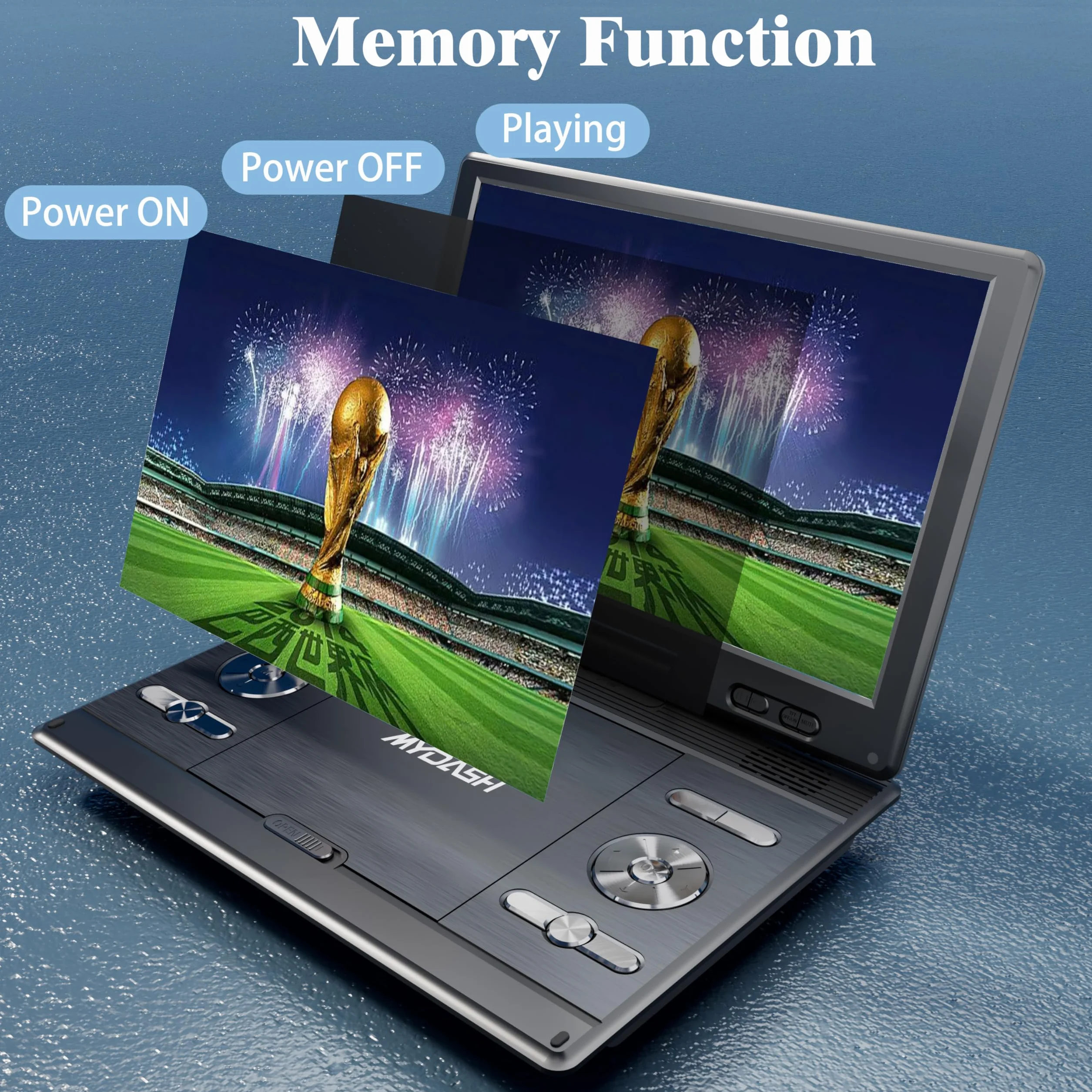 Tragbarer 14,9-Zoll-DVD-Player fürs Auto, für Kinder mit schwenkbarem 12,5-Zoll-HD-Bildschirm & Auto-Kopfstützenhalterung, DVD-/CD-Player, für Sync-TV-Projektor, USB/SDAnschluss