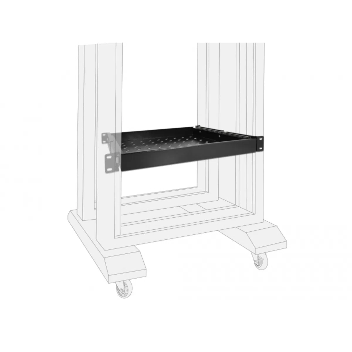 Delock 19″ Ausziehbare Schublade 1 HE, schwarz