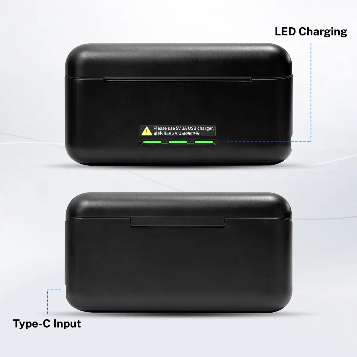 3 Stück 2580mAh Akku für Gopro Hero 12/Hero 11/Hero 10/Hero 9 mit 3-Kanal Typ-C Akku-Ladestation USB-C-Aufladen
