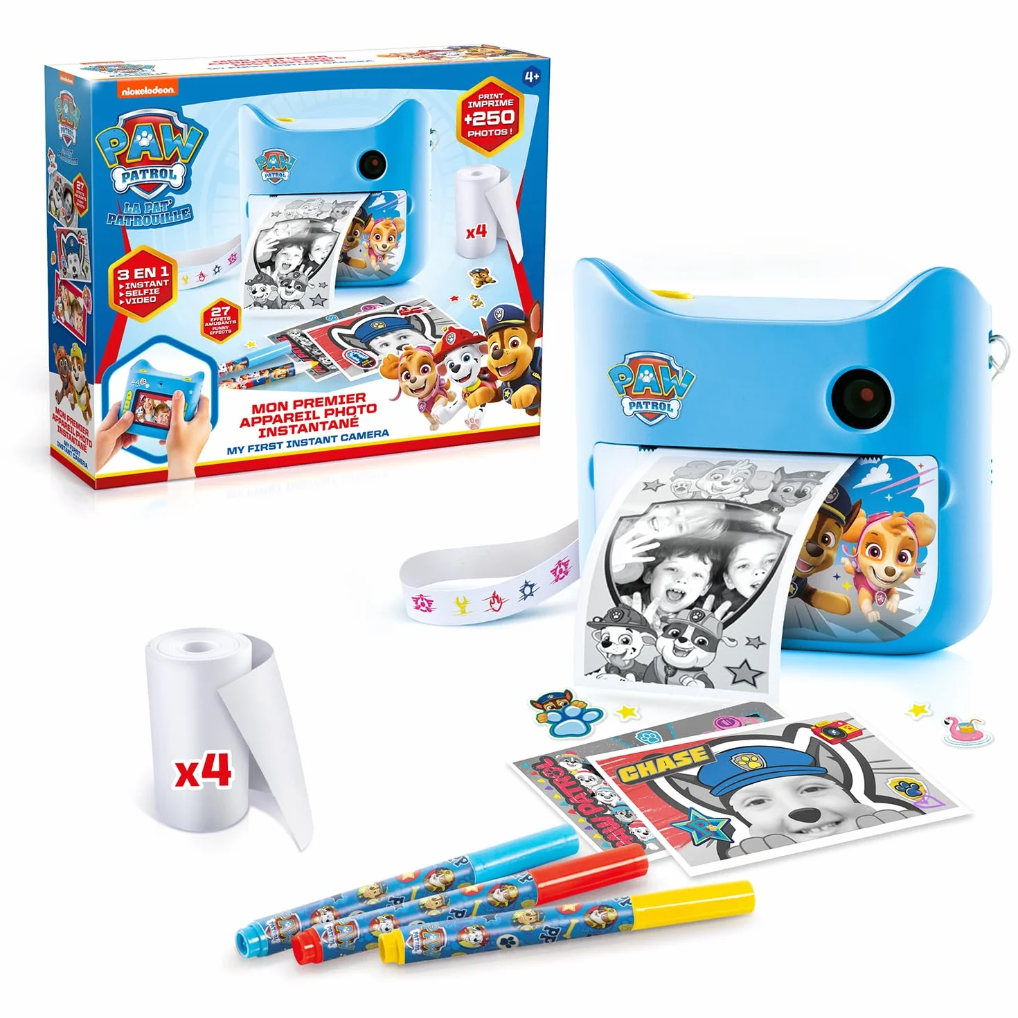 Canal Toys Photo Creator Pat'Patrol Kamera mit Sofortdruck 4 Rollen Papier 4 Filzstifte ohne Tinte PPC 037
