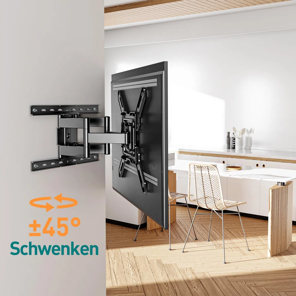 ELIVED Ultra Slim TV Wandhalterung für 26-60 Zoll Fernseher, Low Profile Wandhalterung TV schwenken und neigen, Max VESA 400x400mm, hält bis zu 40kg. Max 16“ Holzständer TV Halterung EV3033