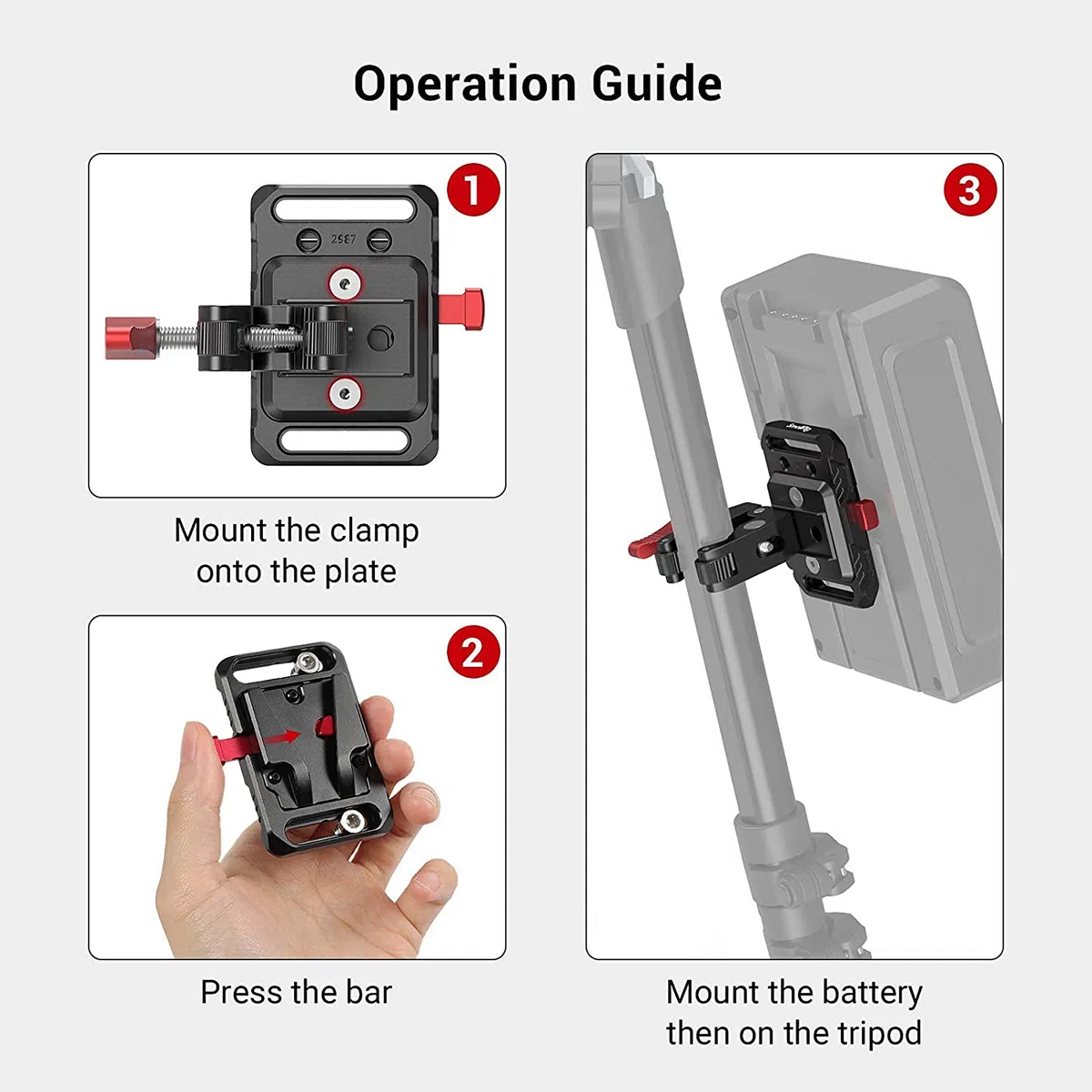 SMALLRIG Mini V Mount Battery Plate Batterie Platte mit Super Klemme, Kompatibel mit für SmallRig für Moman für ZGCINE für PATONA und für VILTROX Akkus - 2989