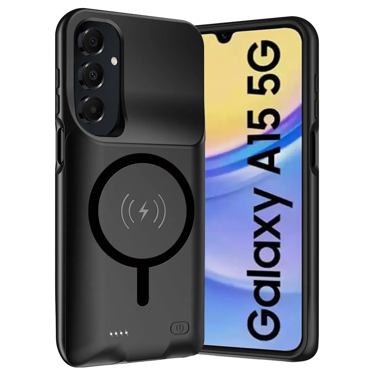 10.000 mAh Schutzhülle für Samsung Galaxy A15 (6,7 Zoll) Schutzhülle mit Akku, kabellos, intelligent, tragbar, Powercover, externer Akku, wiederaufladbares Ladegerät
