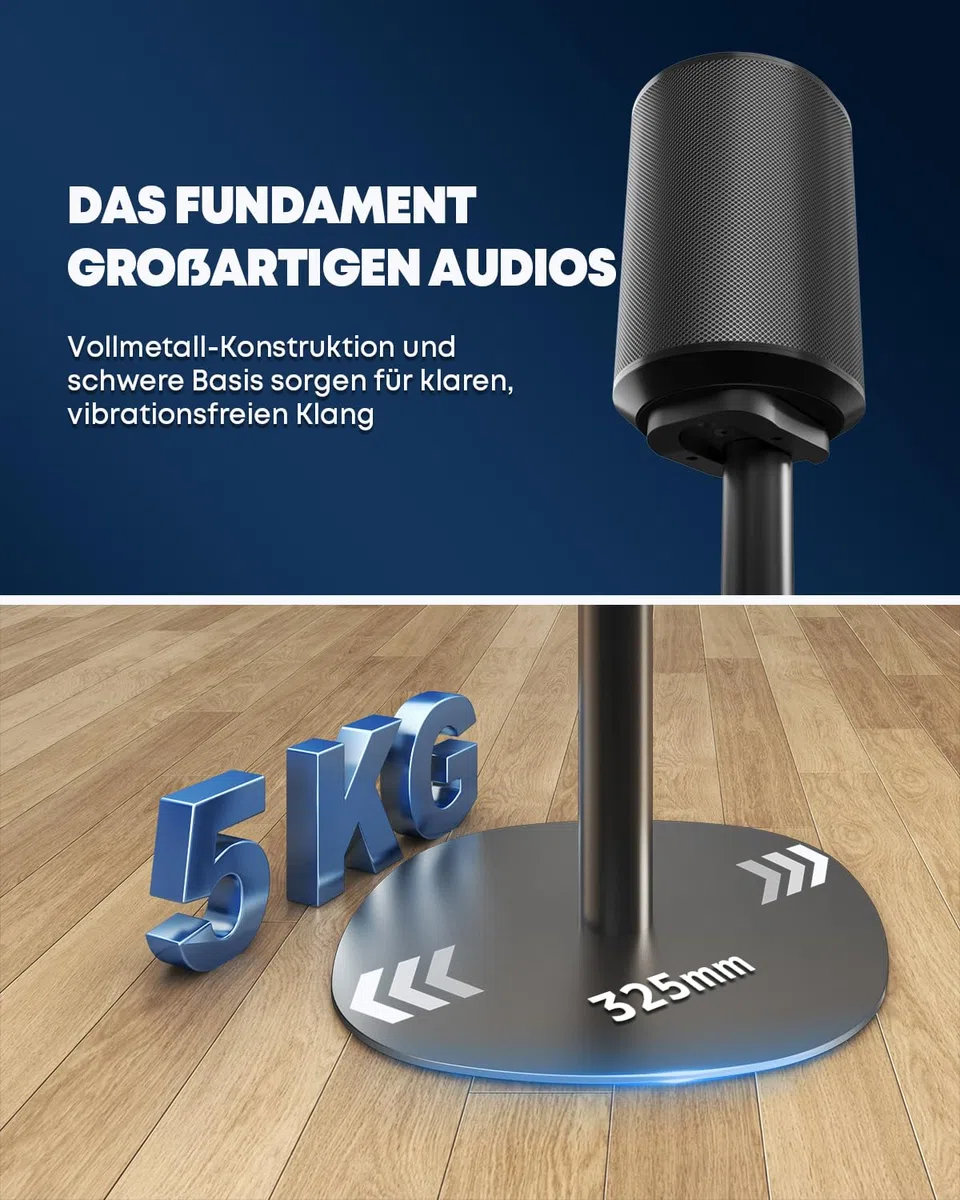 2er Set Lautsprecherständer kompatibel mit Sonos Era 100 SL, Era 100 & Era 300, höhenverstellbar 74–99 cm, stabile Metall Boxenständer mit Kabelmanagement, für Wohnzimmer & Heimkino