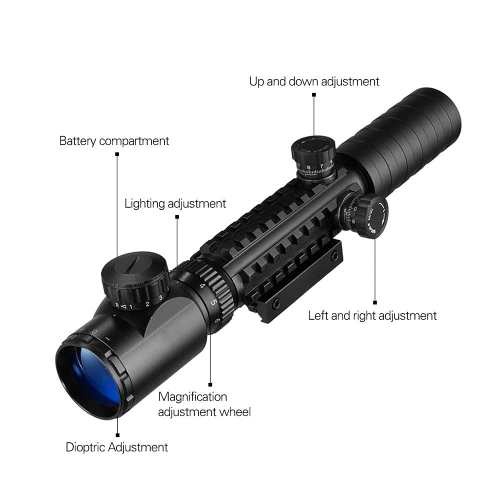 Paike 3-9x32 Zielfernrohr Rot/grüner Punkt beleuchtetes Visier mit 11mm / 20mm