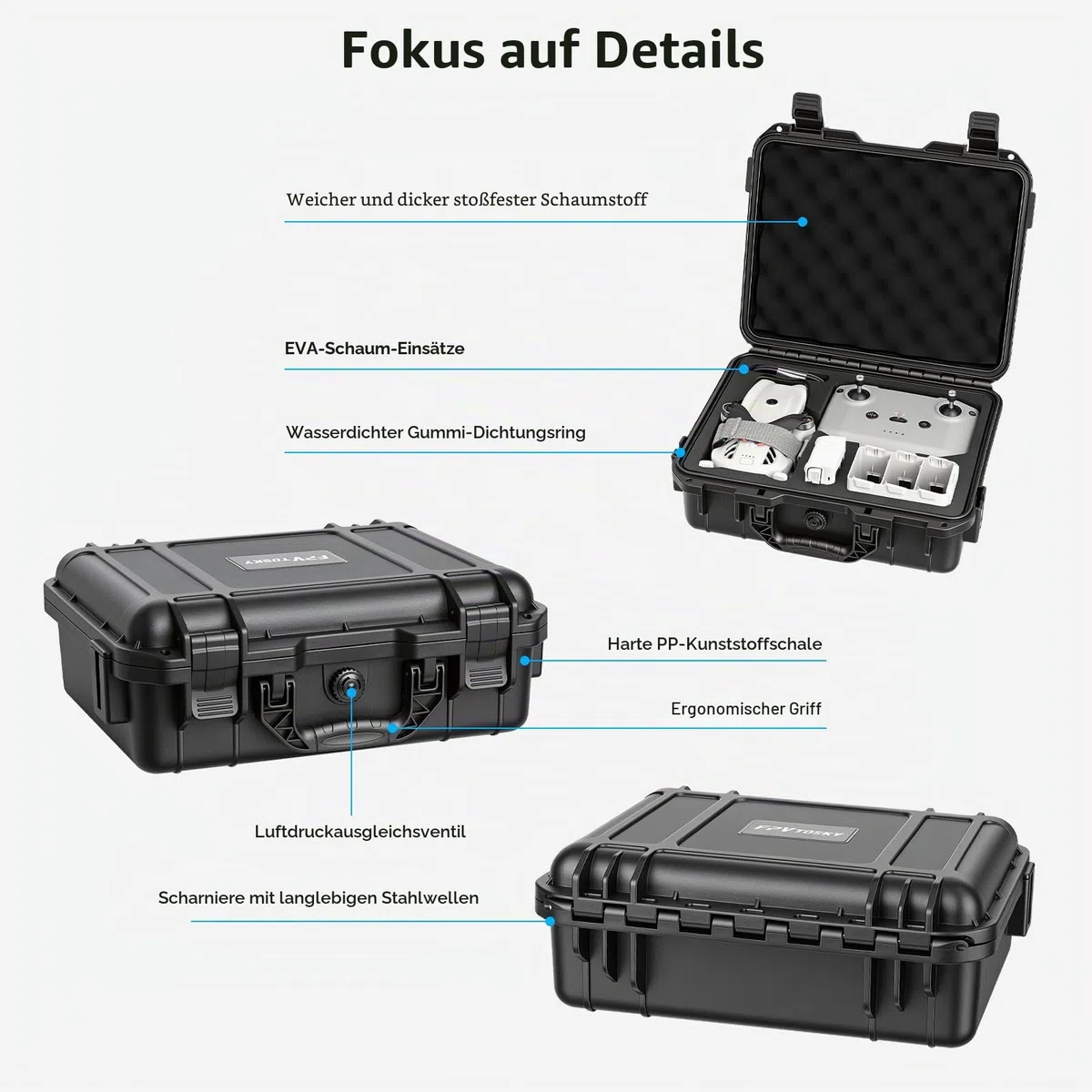FPVtosky Lito X1/ 1 Koffer, Tragetasche für DJI Lito X1 / 1, kompatibel mit RC-N3, Akku, Ladegerät-Hub und anderem Zubehör