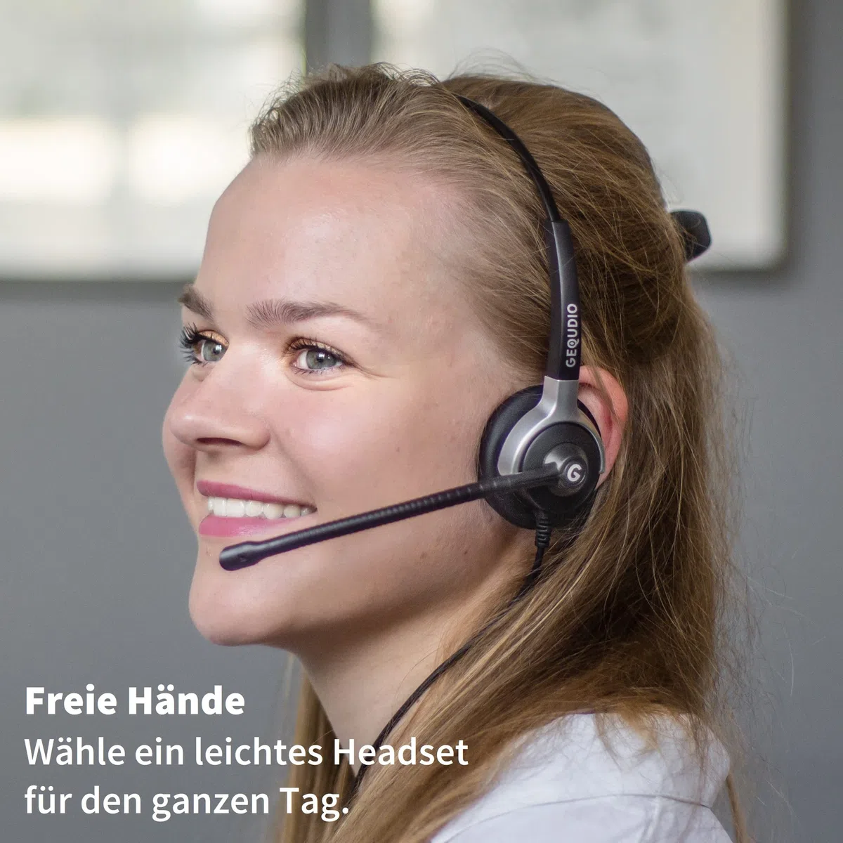 GEQUDIO Headset kompatibel mit Unify OpenStage 30 40 60 80 und OpenScape Serie Telefon - inklusive RJ Kabel - Kopfhörer & Mikrofon mit Ersatz Polster - besonders leicht 60g (1-Ohr)