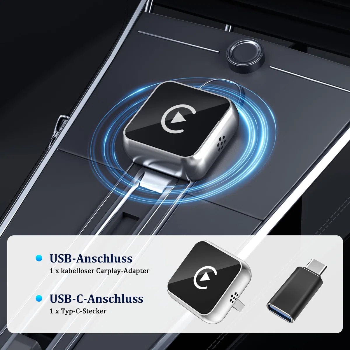 2 in 1 Carplay Wireless Adapter & Android Auto Adapter,USB-A/Typ-C Wired Auf Wireless Kompatibel Mit Für iPhone IOS 10+ e Android 11+,Schnelle Verbindung, Keine Verzögerun, Auto-Wiederverbindun