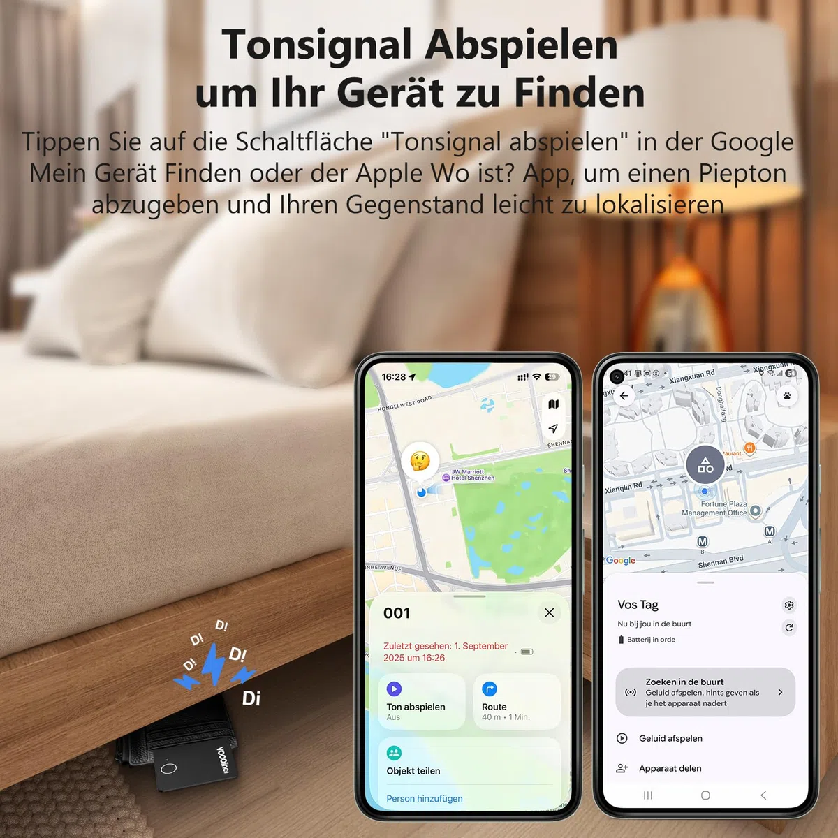 VOCOlinc Dual System Air Tag Card 2er Pack, Wiederaufladbar Wallet Tracker Karte Kompatibel mit Android Google Mein Gerät Finden or iOS Apple Wo ist? App, Bluetooth Finder für Gepäck/Taschen/Koffer