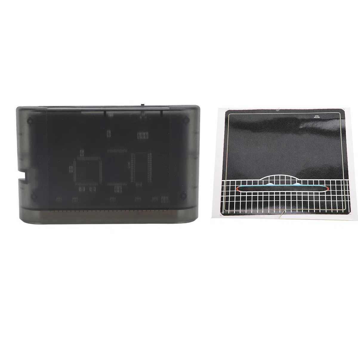 3000-in-1-Spielkarte mit 8 GB Speicherkarte, Transparente Kassette für Mega Drive V1, MegaKey-Unterstützung, Spielzubehör (Transparentes Schwarz)