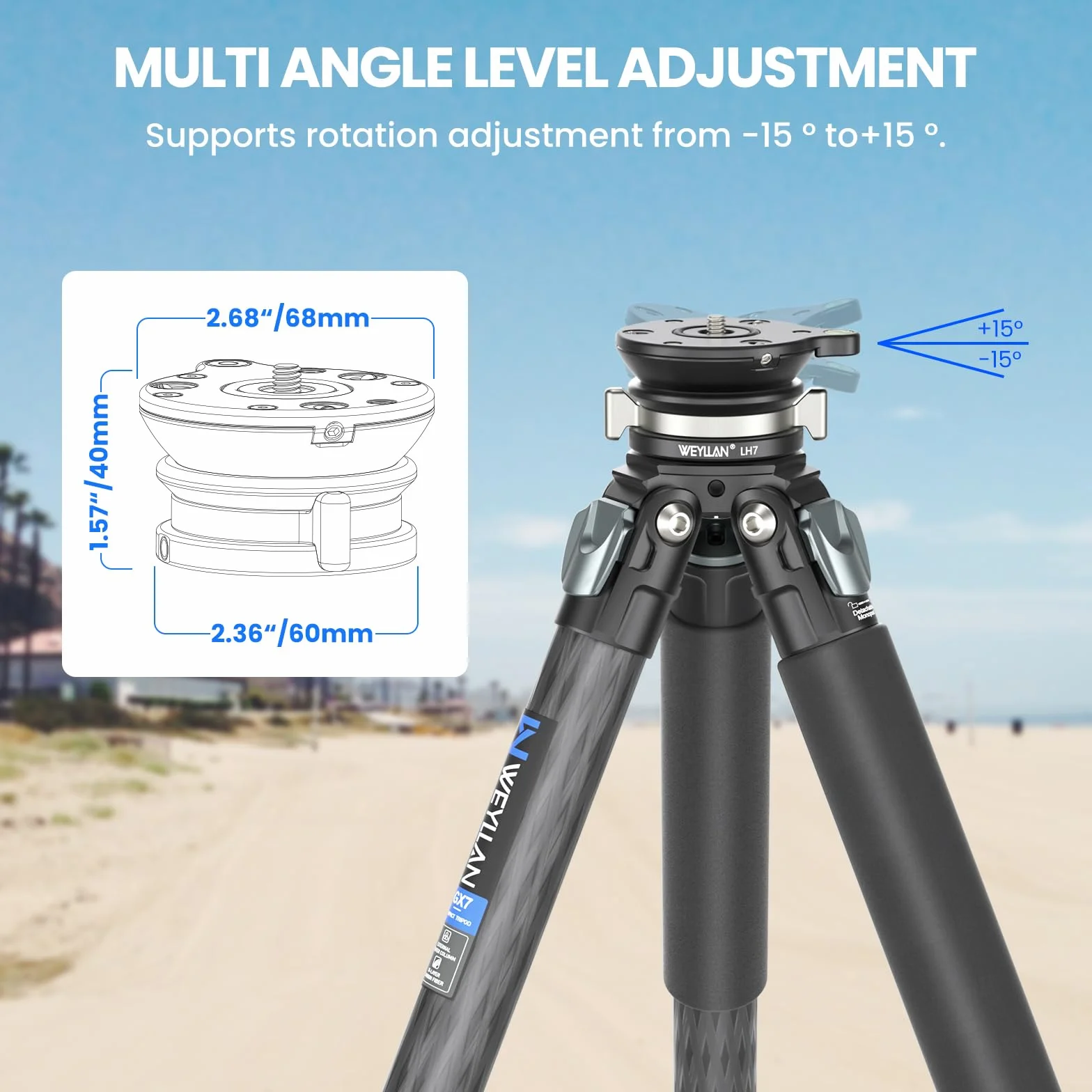 WEYLLAN LH7 Stativkopf Nivelliersockel, Tripod Leveling Base, Stativ Nivellierbasis Leveling Base, Stativkopf Nivellierbasis, Kamera-Nivellierer, für DSLR Kamera Camcorder Stative, Tragfähigkeit 10kg