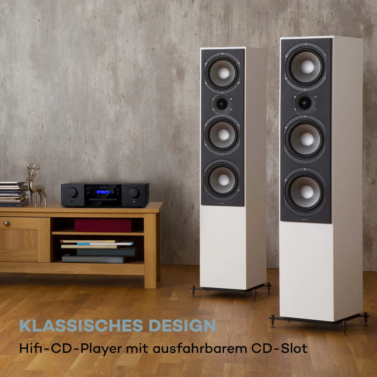 Auna CD-1000 DG, CD-Player HiFi, USB, MP3, Fernbedienung, mit LED-Display, CD Receiver Aluminium, schwarz