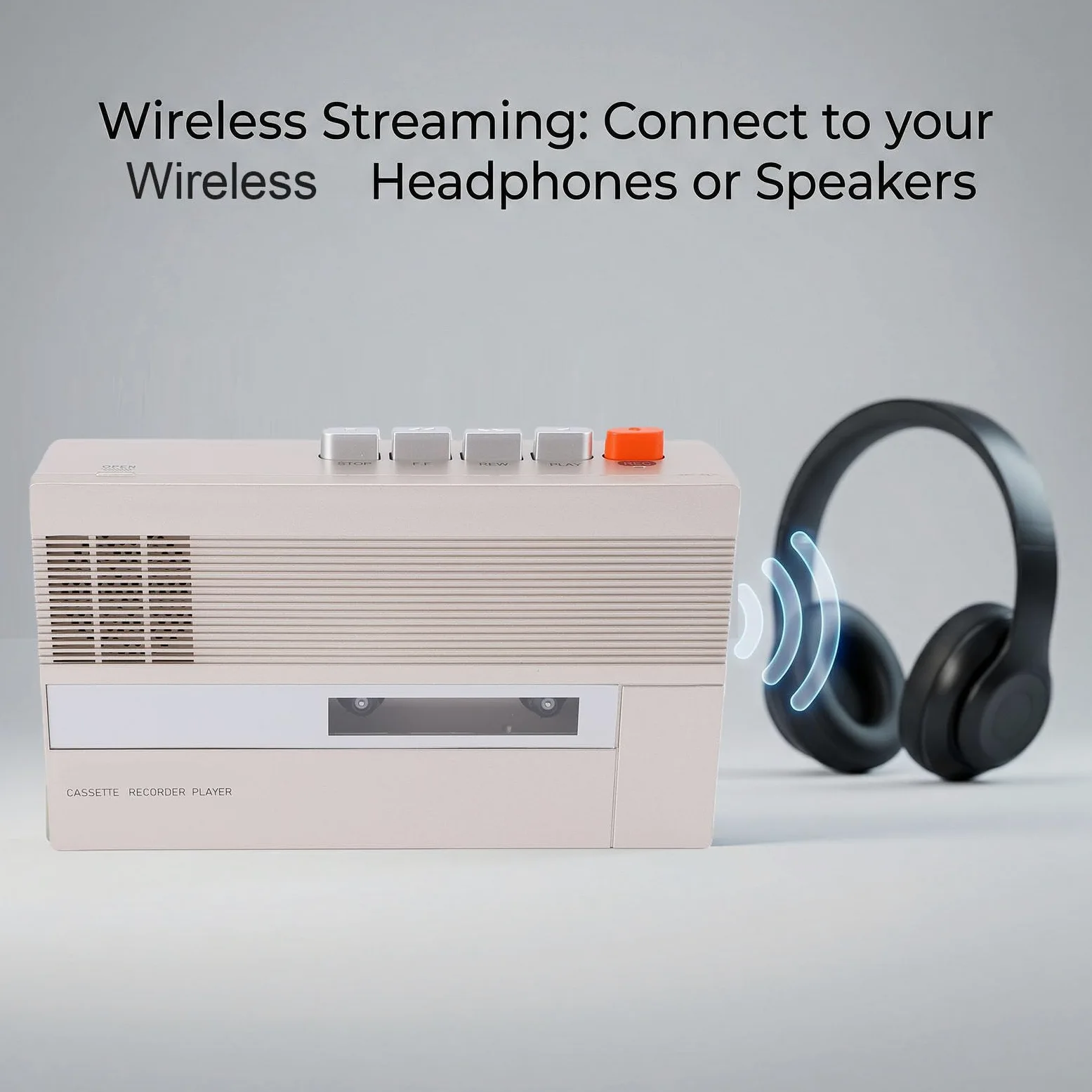 Tragbarer Kassettenspieler, Bluetooth-Kassettenrecorder mit Integriertem Lautsprecher und Kopfhöreranschluss, Kassetten-Digitalkonverter und -Player