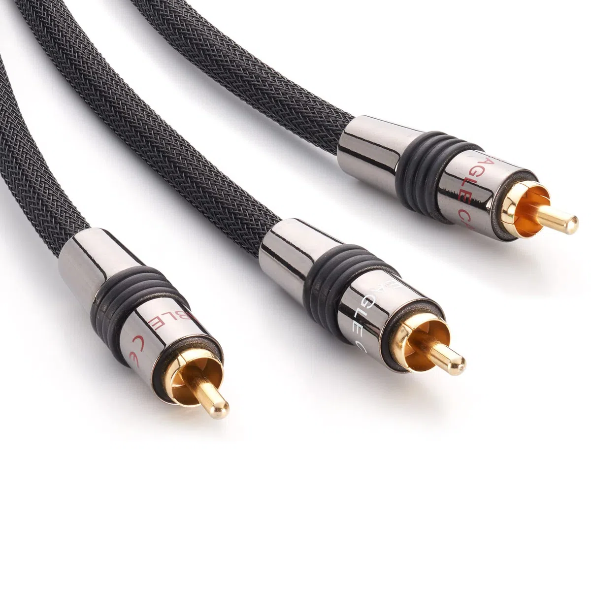 Eagle Cable by INAKUSTIK – 10041050 – Deluxe Y-Subwooferkabel| kraftvoller und dynamischer Klang, hoher Kupfergehalt | 5,0m in Schwarz | 2-fache Abschirmung - Vollmetallstecker| mit Geflechtschirm