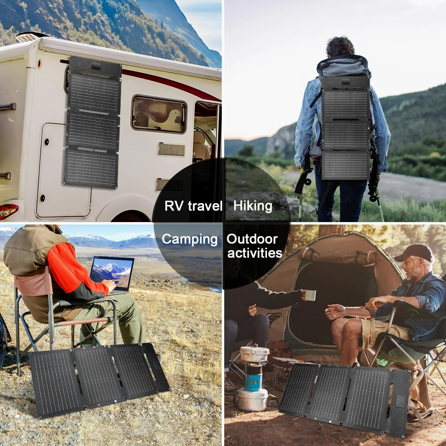 30W Faltbares Solarpanel Ladegerät mit 2 Anschlüsse (USB-C + USB-A） | IP65 Wasserdicht, USB and Type-C Ports, 23 % Wirkungsgrad, Tragbar Solar Panel, Für Handy Powerbank,Wanderung, Solarladegerät