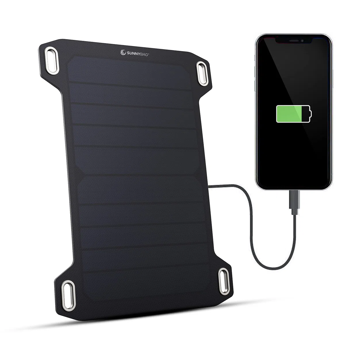 Sunnybag Leaf mini | 5 Watt Tragbares Solarpanel | Wasserfest, Ultraleicht 158g | Solarladegerät USB-Anschluss für Smartphone | Für Wandern, Camping
